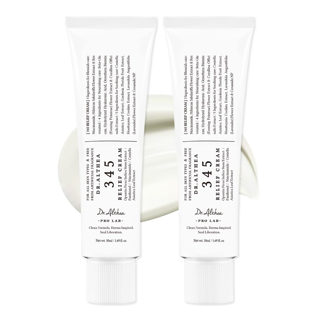 Dr.Althea 345 Relief Cream | Daily Face Moisturizer | Blemish Relief Care | Soothing Recovery & Moisture with Niacinamide, Panthenol | Korean Vegan Skin Care for All Skin Types | 1.7 Fl Oz (Pack of 1)