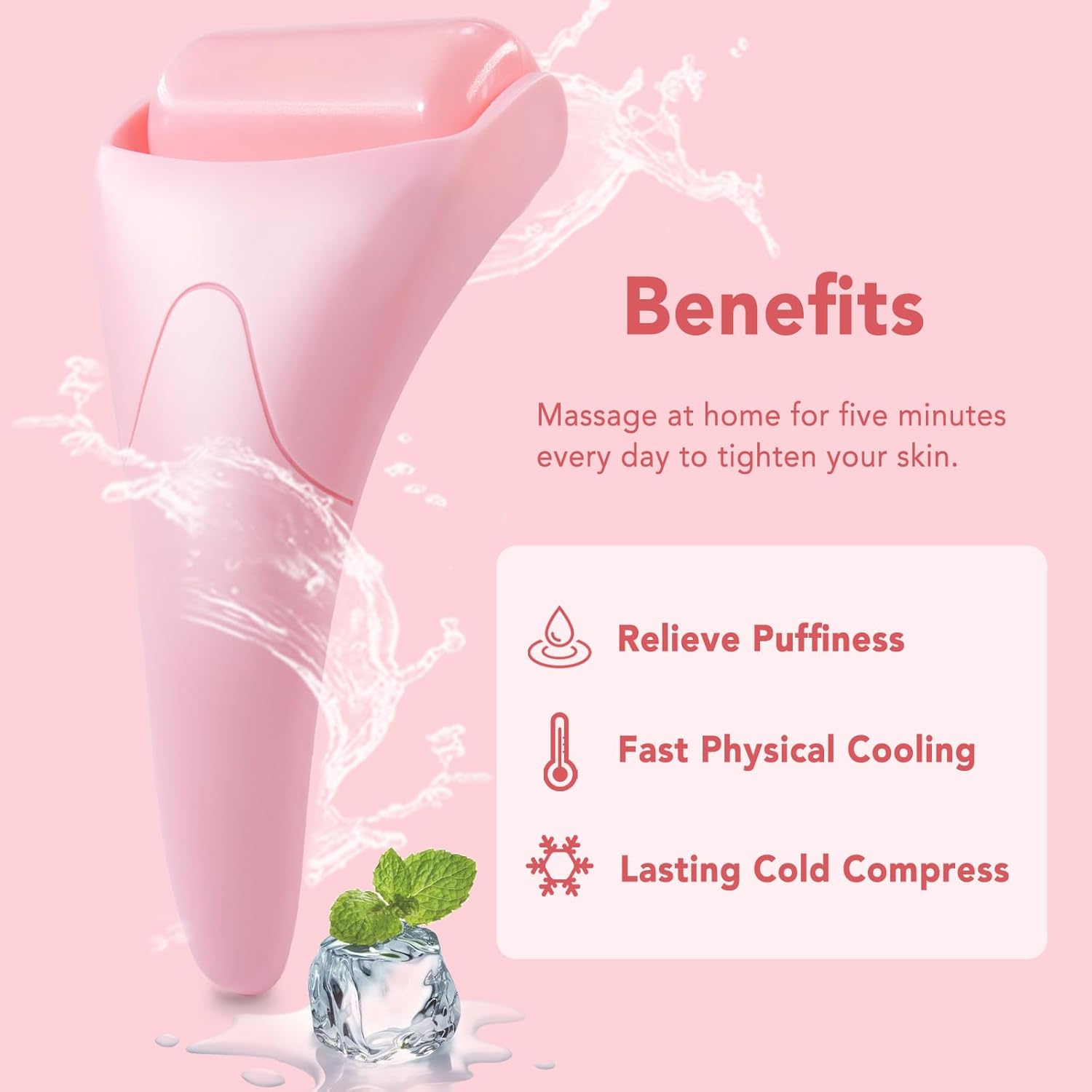 huefull Ice Roller for Face Women, Skin Care Set & Ice Face Roller,Self Care Gifts for Women,Reduces Puffiness and Wrinkle, Facial Massager Tool & Spa Pink Gifts