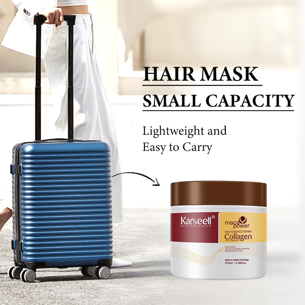 Karseell 3.38floz 100ml Collagen Hair Treatment Deep Repair Conditioning Argan Oil Collagen Hair Mask Essence for Dry Damaged Hair All Hair Types