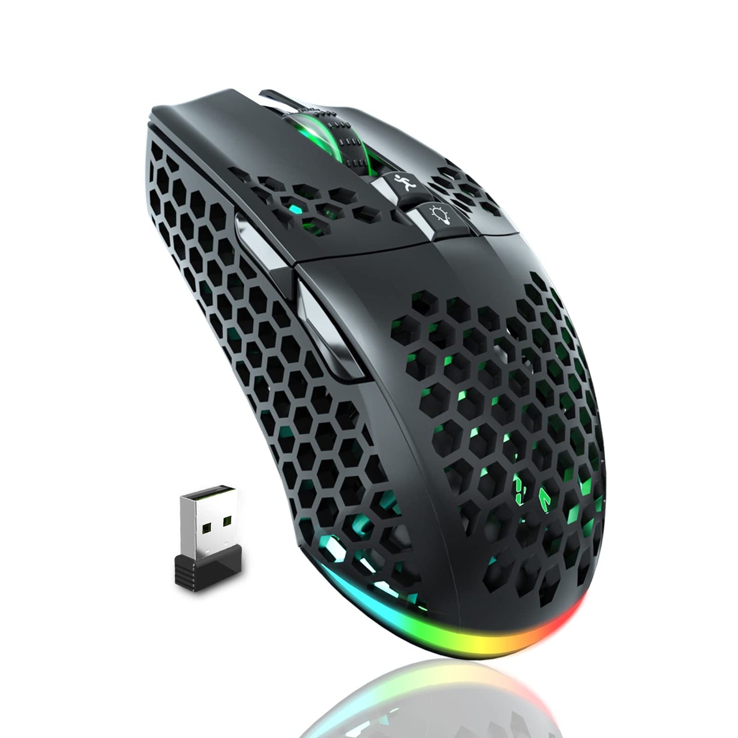 SM600 White Wireless Gaming Mouse,8000 DPI Tri-Modes BT5.1/Type-C Wired/2.4G Wireless Mouse with 2 Side Buttons, Programmable Macro Gamer Mouse with RGB Light for Laptop/PC/Mac
