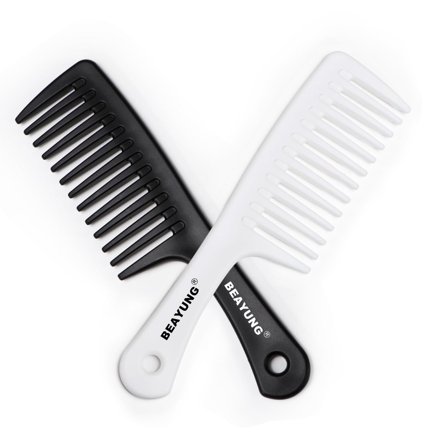 2PCS Large Wide Tooth Comb, Shower Combs, Hair comb for wet curly hair, Durable Hair Brush for Best Styling and Professional Hair Care(2Black)