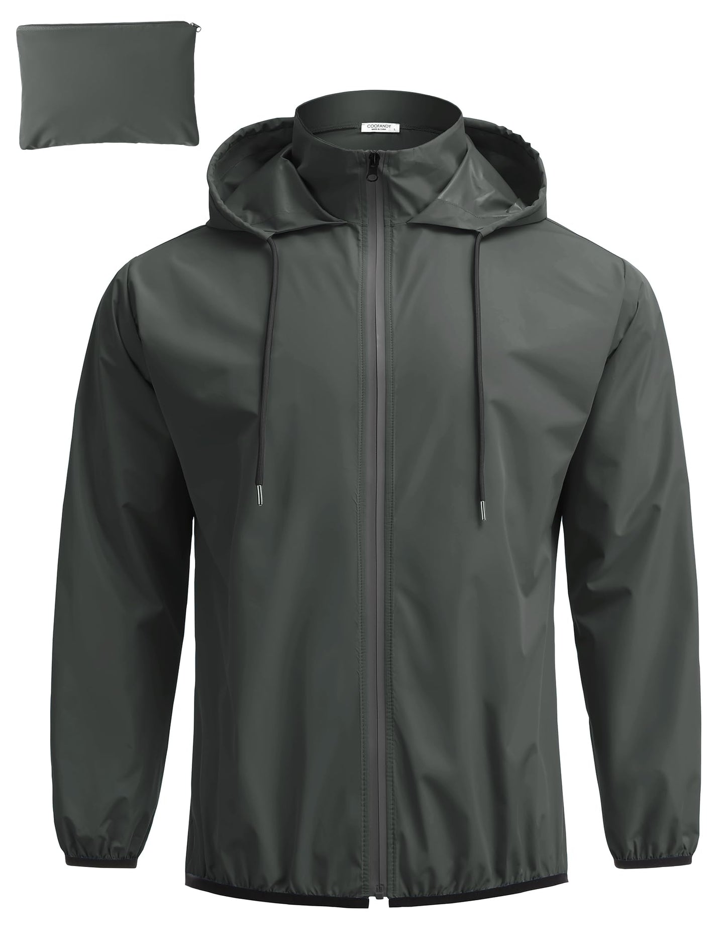 COOFANDY Men's Packable Rain Jacket Lightweight Waterproof Raincoat with Hood Travel Hiking Golf Windbreaker