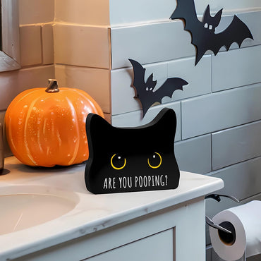 Black Cat Decor Halloween Cat Bathroom Decor Are You Pooping Funny Bathroom Acrylic Decors Sign Cat for Home Bathrooms Cats Lover Gifts For Women Men Halloween Christmas