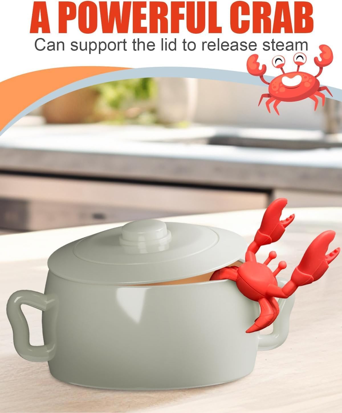 2 PCS Crab Silicone Utensil Rest -Silicone Spoon Holder, Funny Kitchen Accessory Gifts-Heat-Resistant Kitchen and Grill Utensil Holder -Non-Slip Spoon Holder Stove Organizer, Steam Releaser(2 Pcs Red)