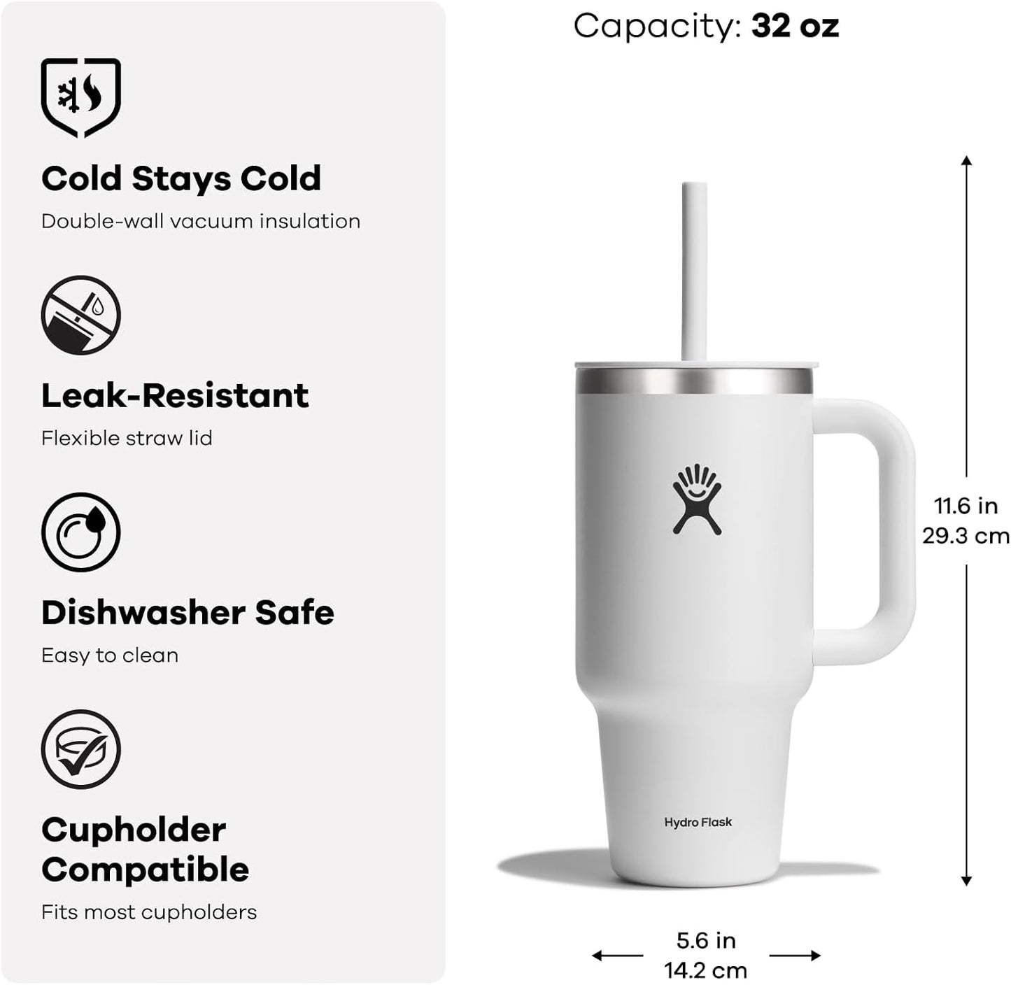 Hydro Flask 32 Oz Travel Tumbler with Handle, Lid and Straw - Insulated Stainless Steel in Holiday Punch