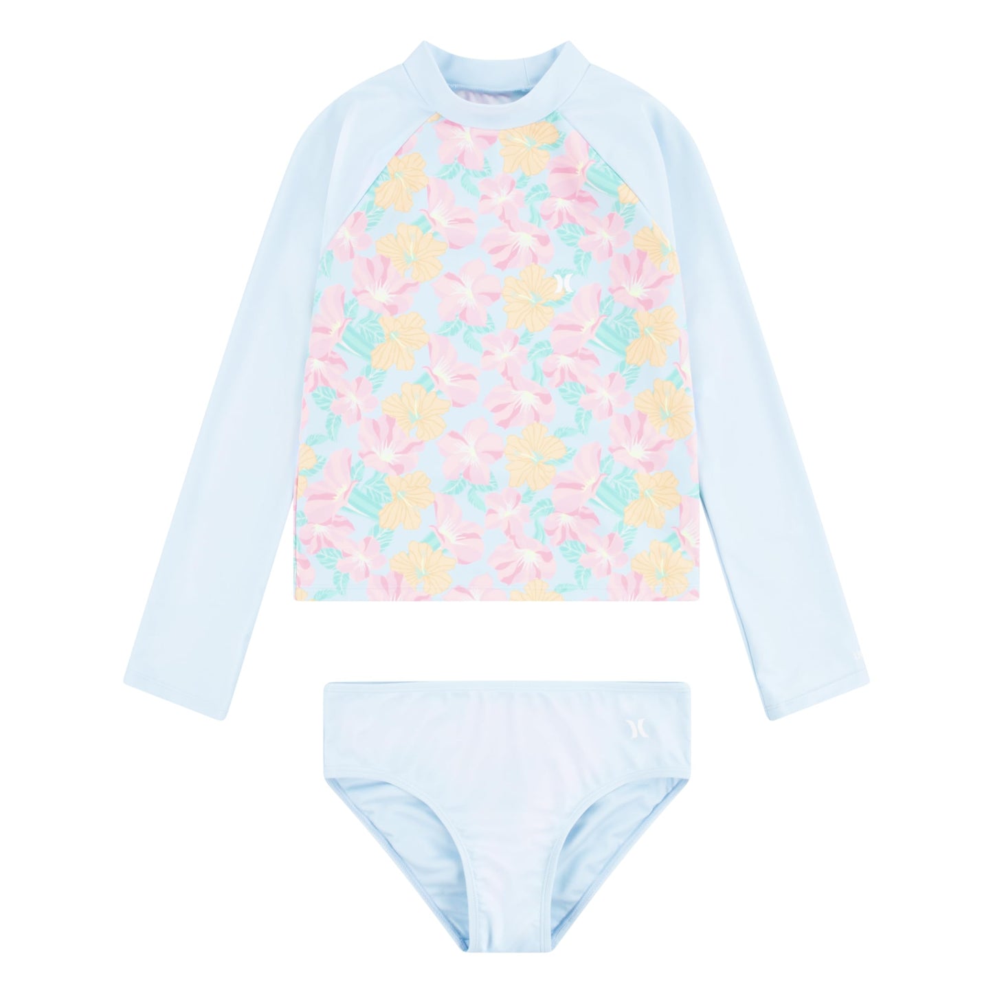 Hurley Girls Long Sleeve Rash Guard 2-Piece Swimsuit