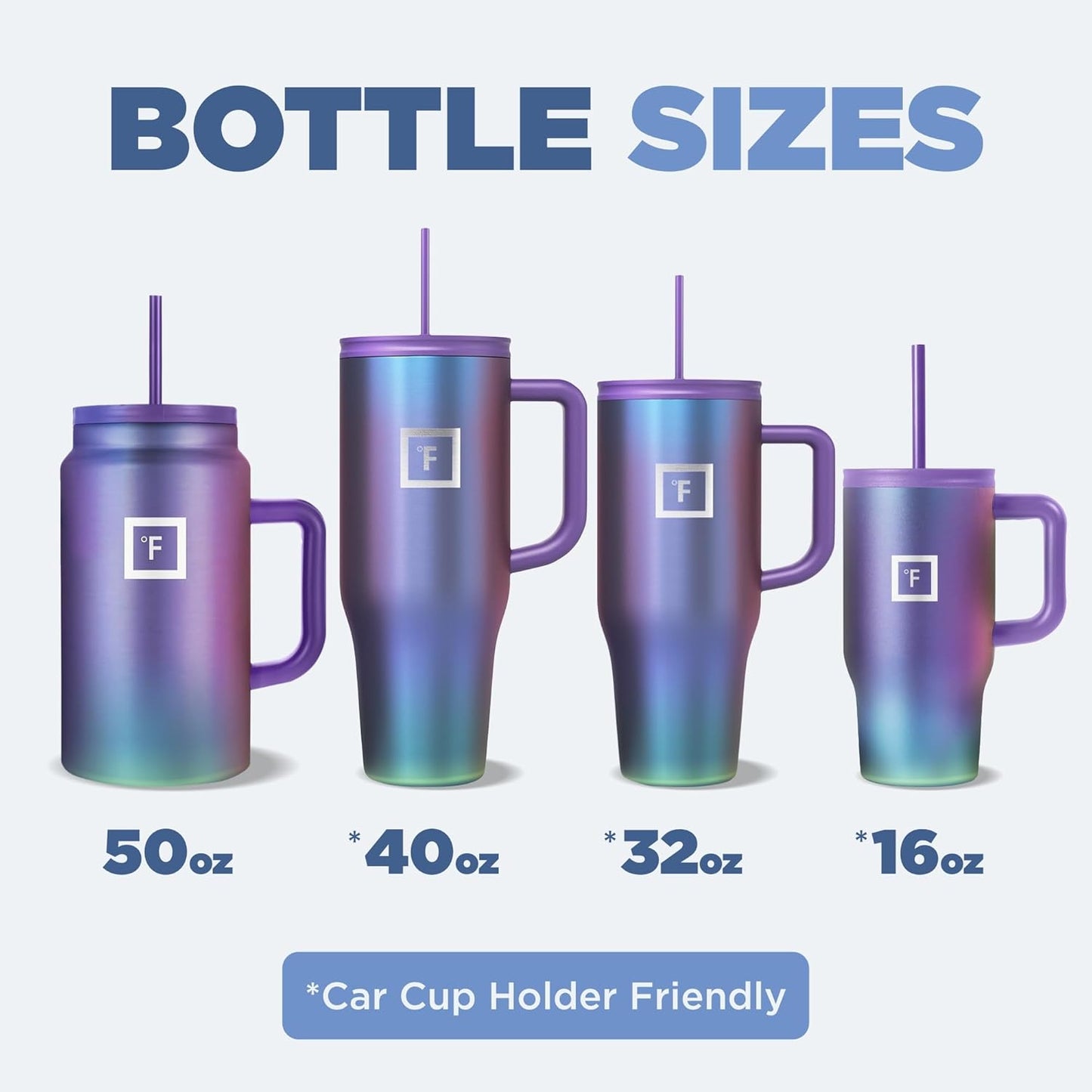 IRON °FLASK Co-Pilot Insulated Mug w/Straw & Flip Cap Lids - Cup Holder Bottle for Hot, Cold Drink - Leak-Proof - Water, Coffee Portable Travel Mug - Aurora, 40 Oz