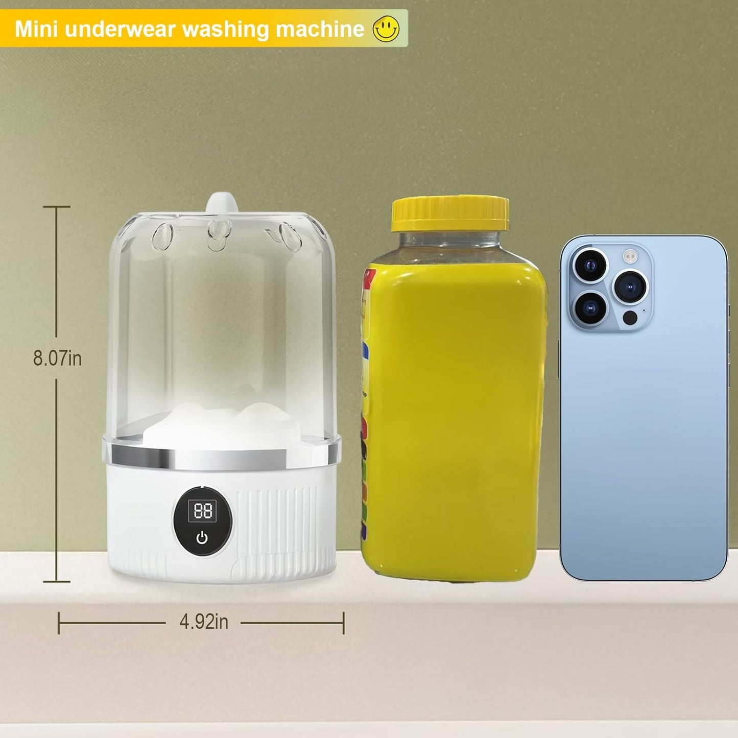 Underwear Washer, Portable Mini Washing Machine, 2025 Upgraded Mini Washings Machines, Rechargeable Cordless Washing-Machine, Laundry Cup for Bra, Underwear, Socks (white)