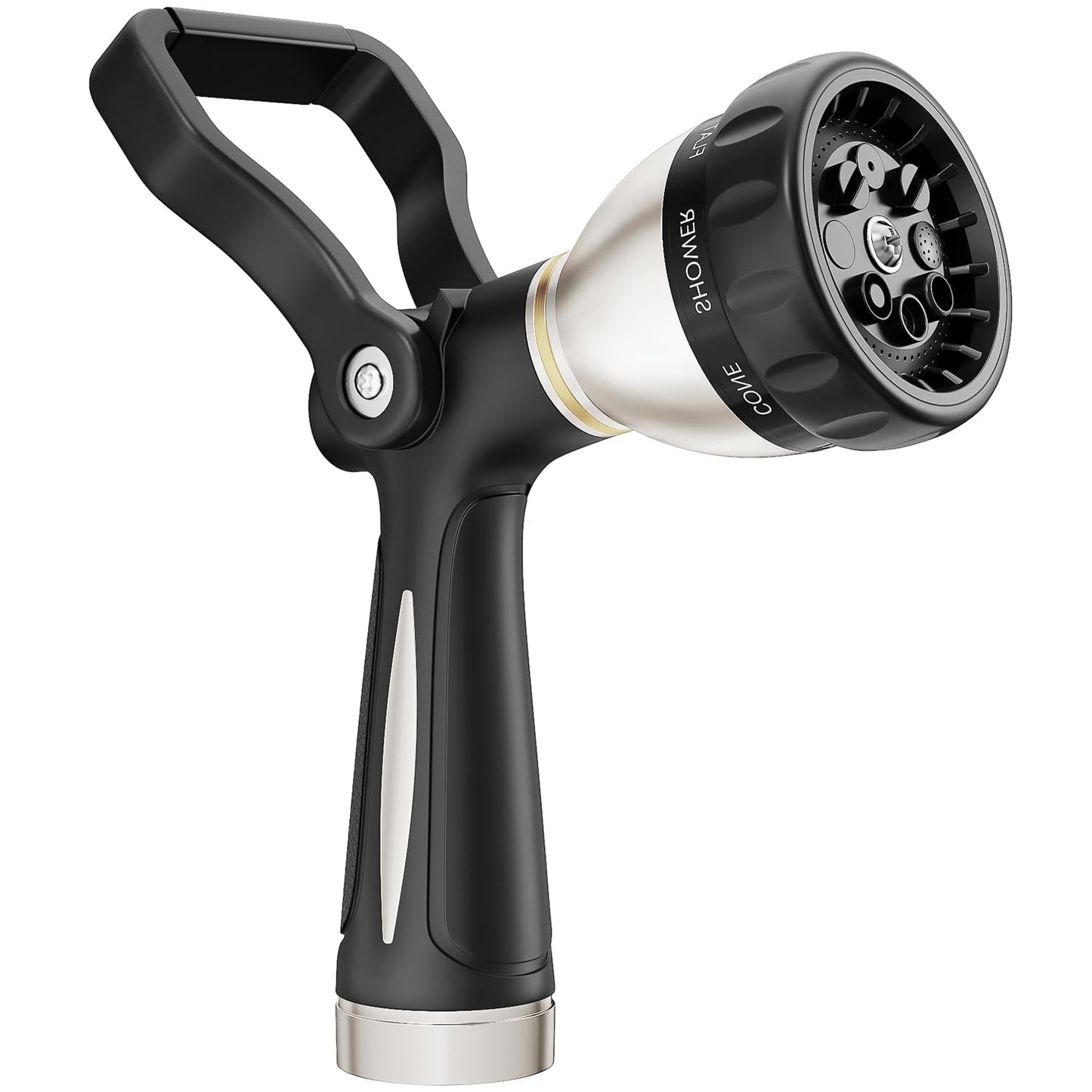 FANHAO Garden Hose Nozzle, 100% Heavy Duty Metal Spray Nozzle High Pressure Water Nozzle with 4 Patterns for Watering Garden, Washing Cars and Showering Pets - Full Brass Nozzle + ABS Non-Slip Grip