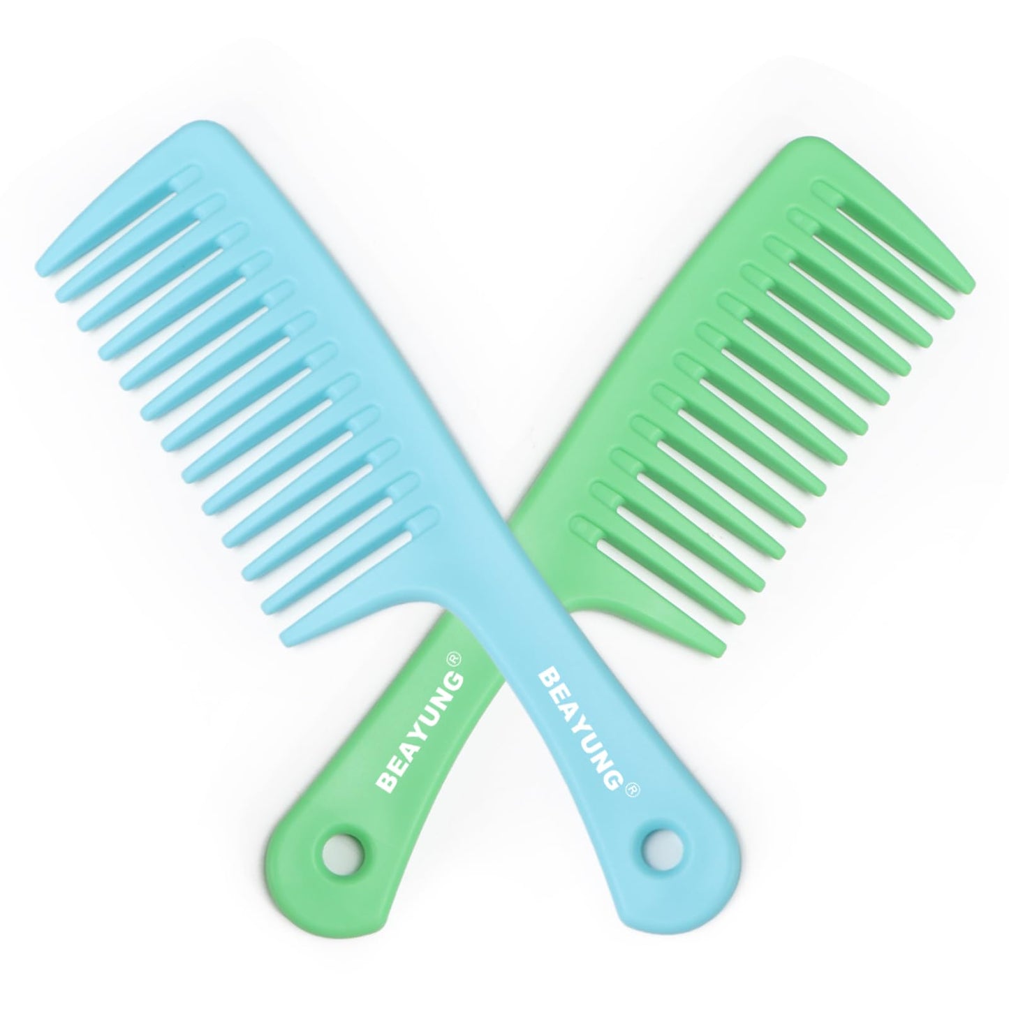 2PCS Large Wide Tooth Comb, Shower Combs, Hair comb for wet curly hair, Durable Hair Brush for Best Styling and Professional Hair Care(2Black)