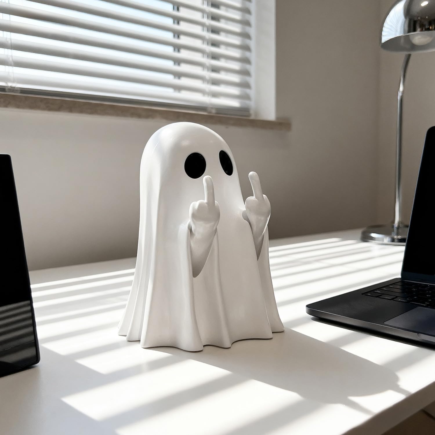 Halloween Ghost Figurine, Halloween Decoration Indoor, Cute Finger Ghost Figurine, Indoor Table Shelf Tabletop Home Office Decor