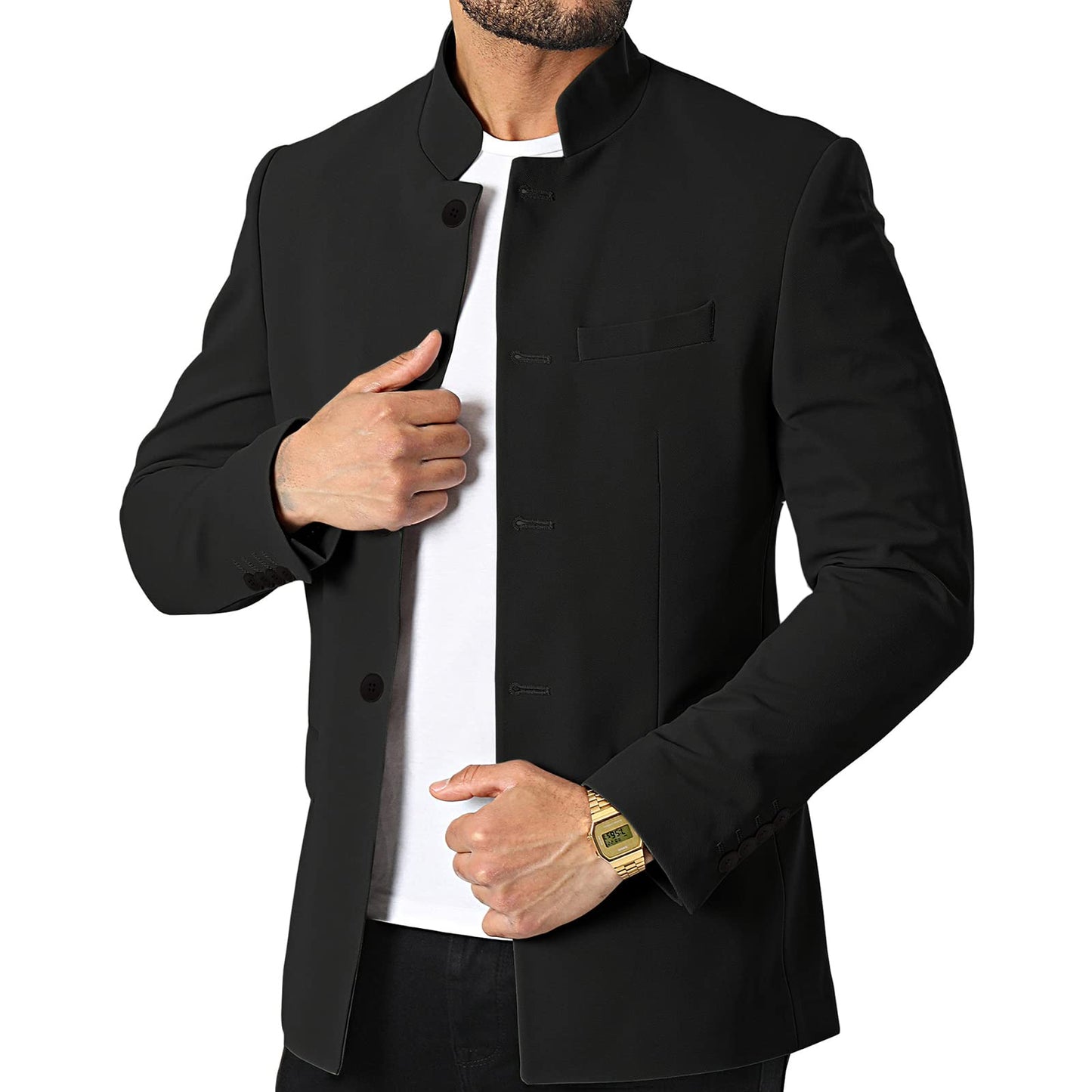 THWEI Mens Casual Suit Blazer Jackets Stand Collar Business Sport Coats