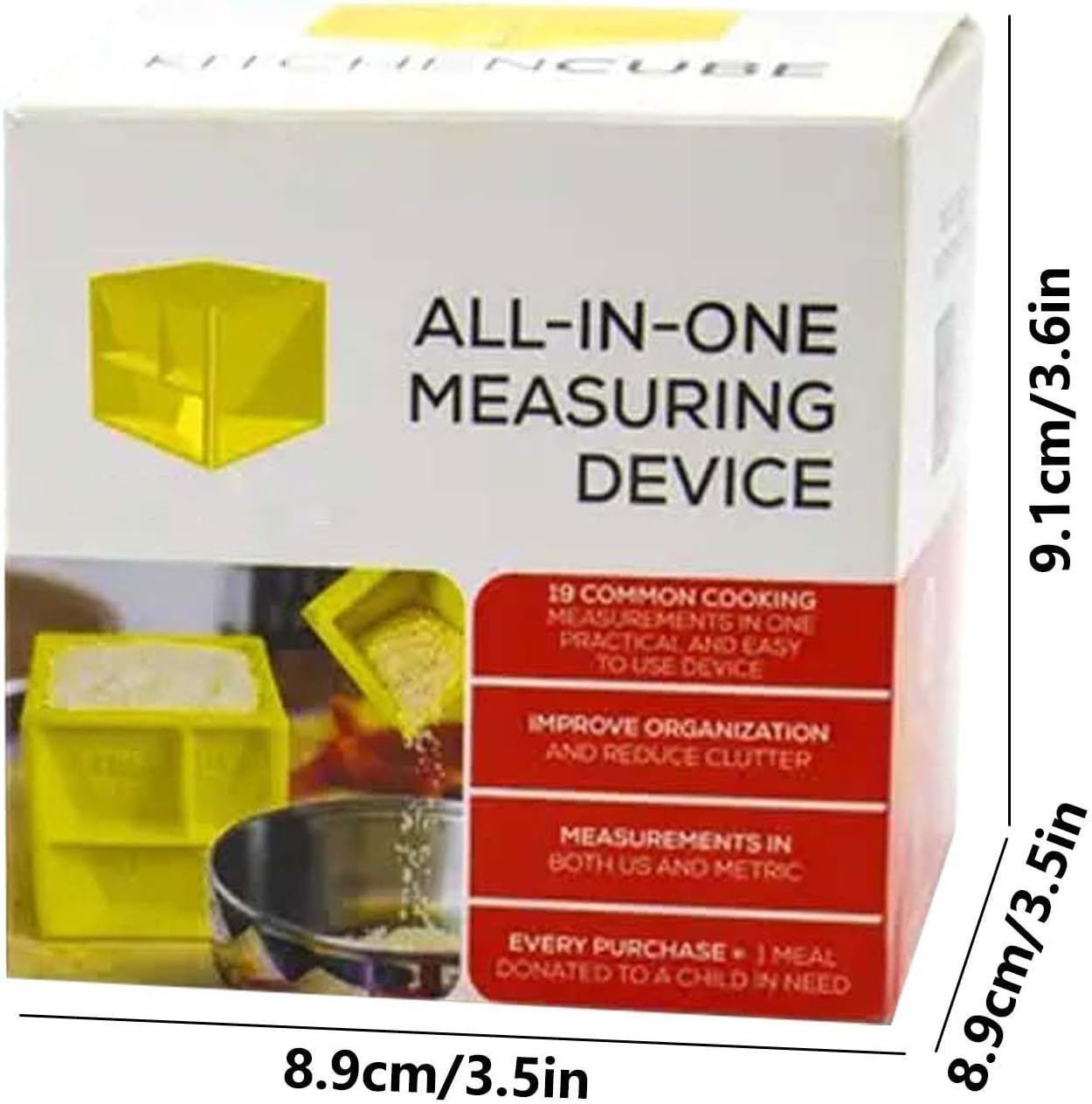 Kitchen Cube Measuring Gadget for Cooking and Baking Measure Every Cups & Spoon in One Measuring Spoon Utensil Tool Ceramic Bakeware Set with Lids for Oven (Yellow, One Size)