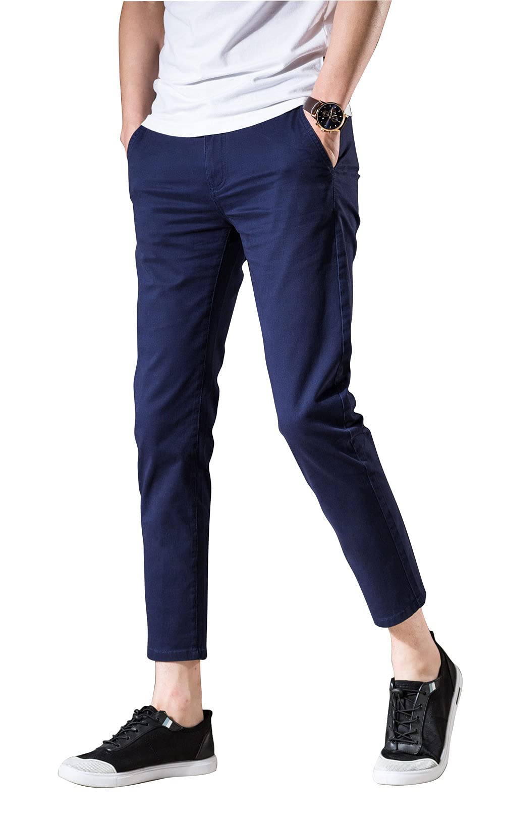 Men‘s Cropped Chino Pants Skinny Fit Chinos Khaki Pant
