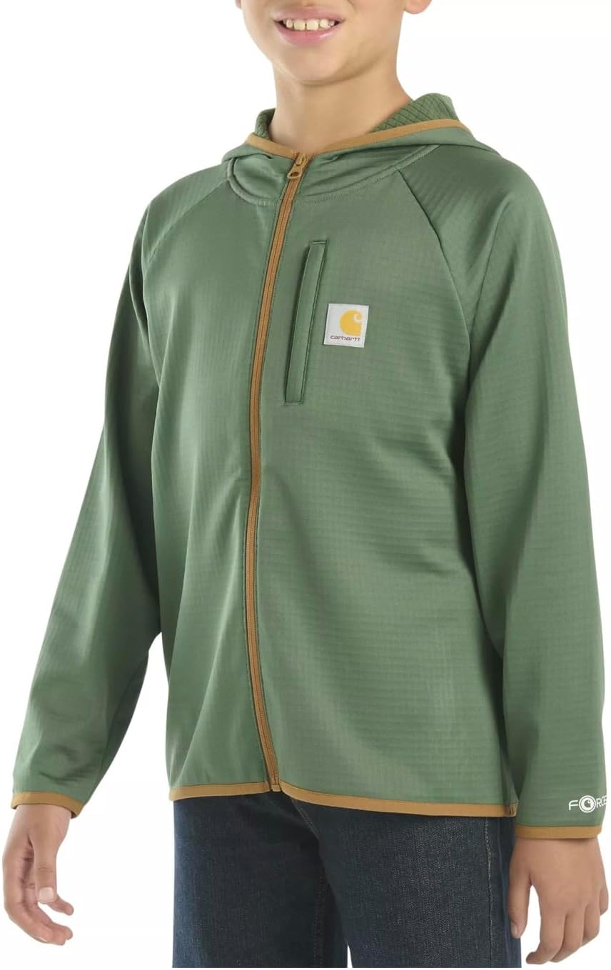 Carhartt Kid's CA8586 Force® Long-Sleeve Full Zip Sweatshirt - Youth Big Boys Large (14/16), Cilantro Green