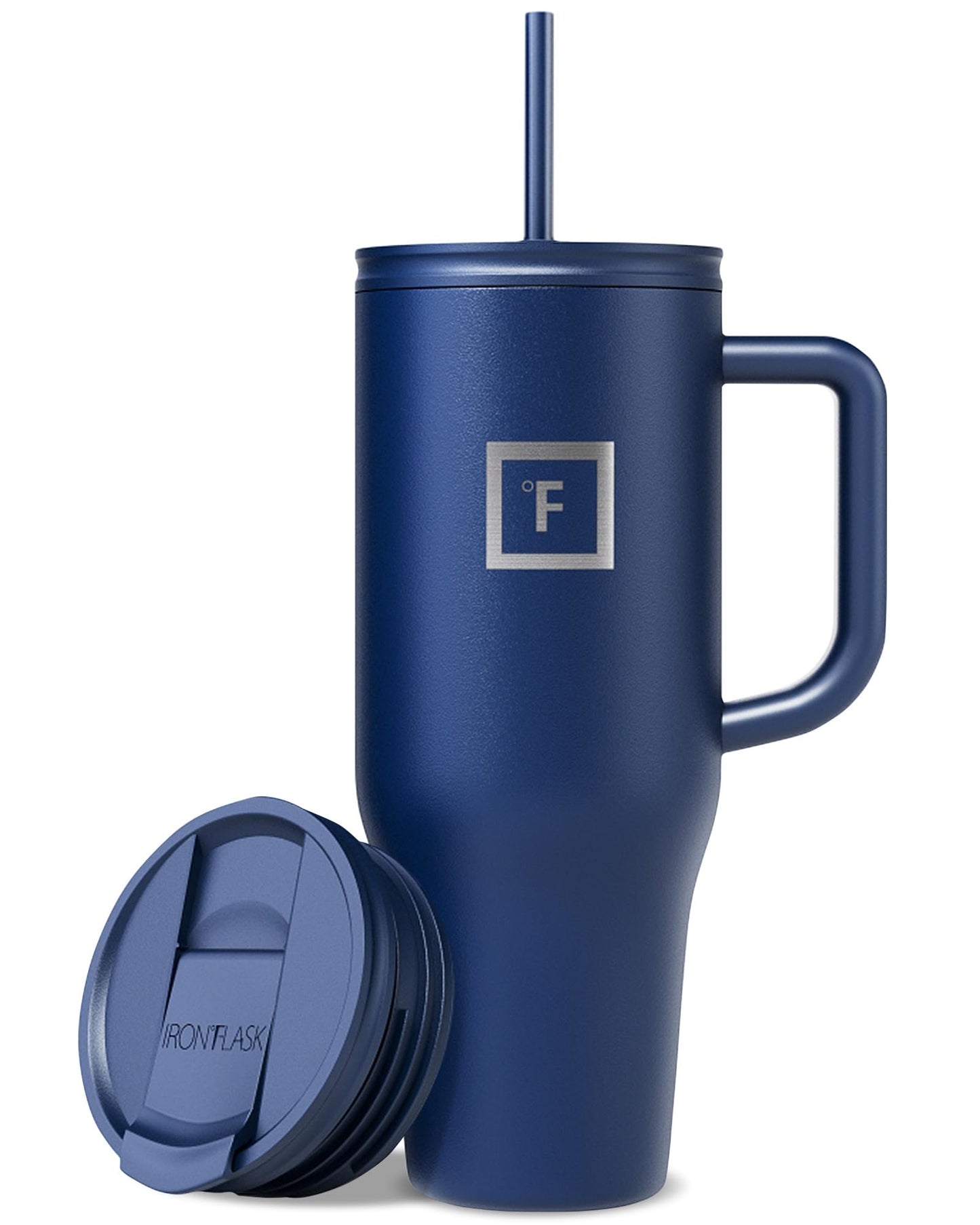 IRON °FLASK Co-Pilot Insulated Mug w/Straw & Flip Cap Lids - Cup Holder Bottle for Hot, Cold Drink - Leak-Proof - Water, Coffee Portable Travel Mug - Aurora, 40 Oz