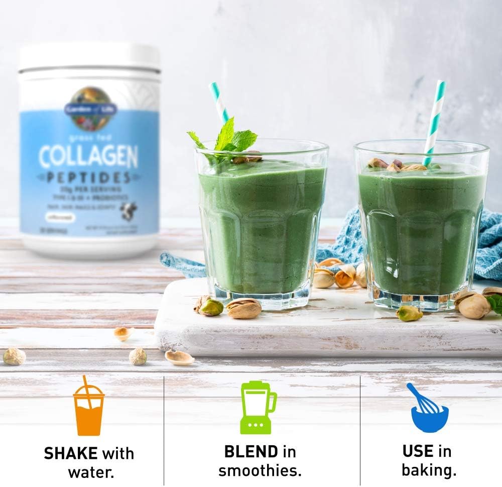 Garden of Life Grass Fed Collagen Peptides Powder Unflavored Collagen Powder for Women Men Hair Skin Nails Joints, Hydrolyzed Collagen Protein Supplements, Collagen for Women & Men, 28 Servings