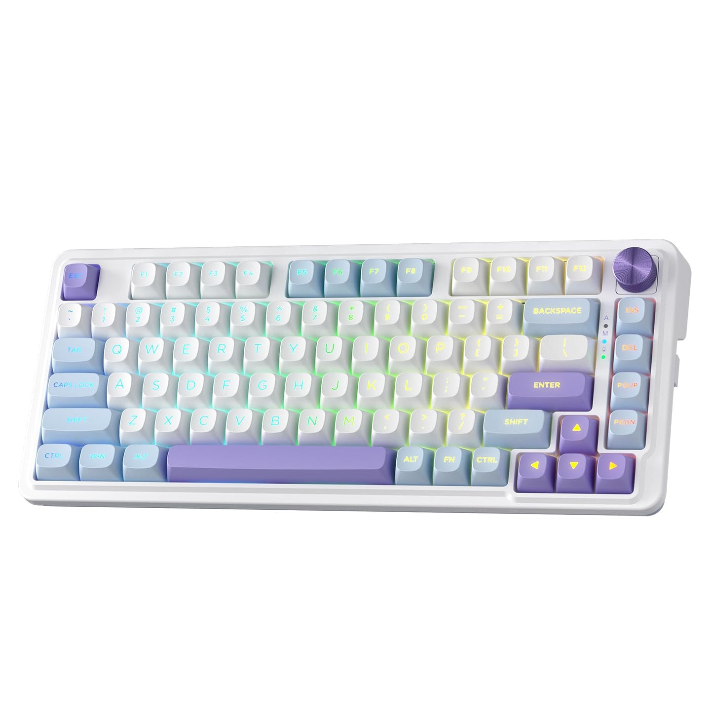 Redragon K673 PRO 75% Wireless Gasket RGB Gaming Keyboard, 3-Modes 81 Keys Compact Mechanical Keyboard Hot-Swap Socket, Dedicated Knob Control and Sound Absorbing Pads, Linear Red Switch