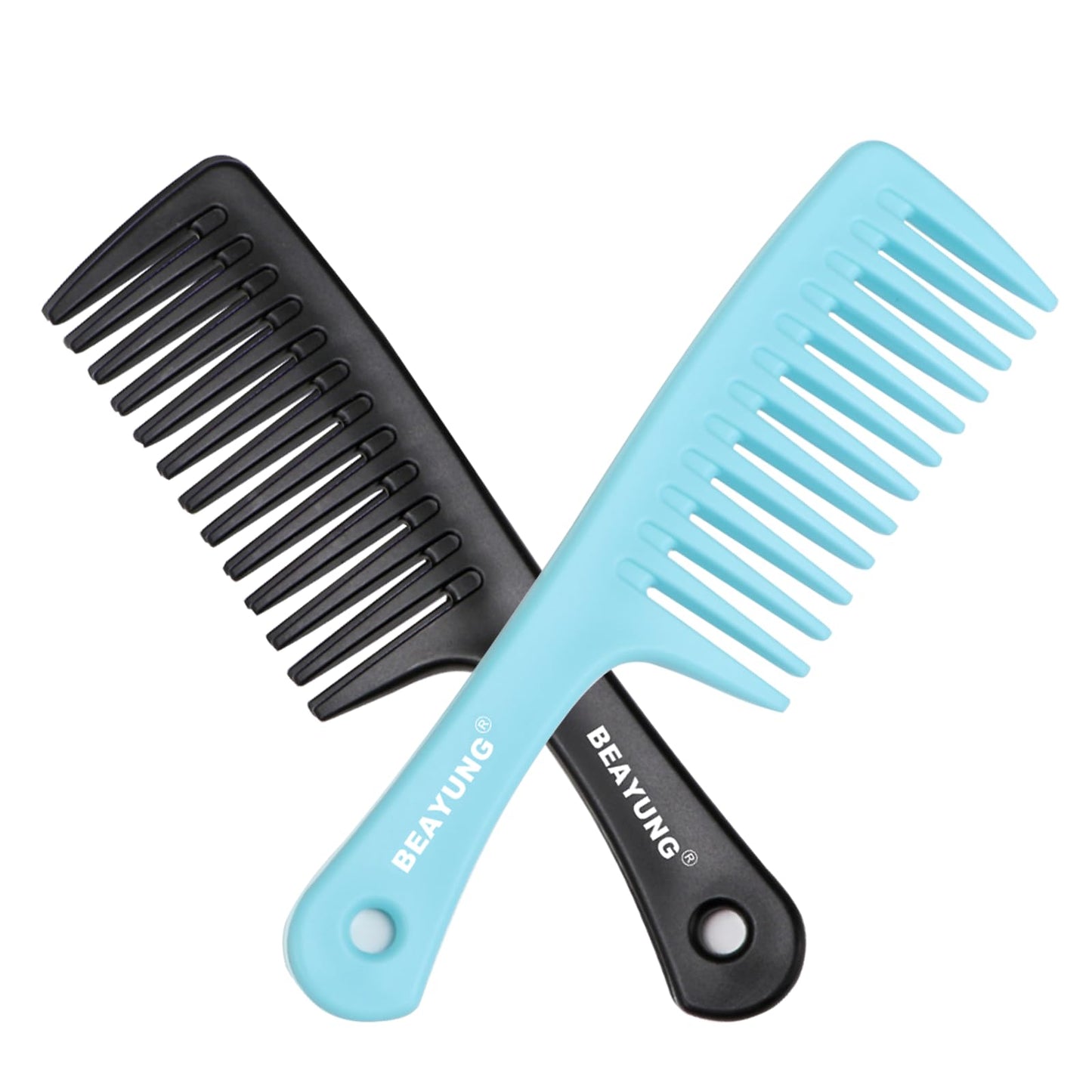 2PCS Large Wide Tooth Comb, Shower Combs, Hair comb for wet curly hair, Durable Hair Brush for Best Styling and Professional Hair Care(2Black)