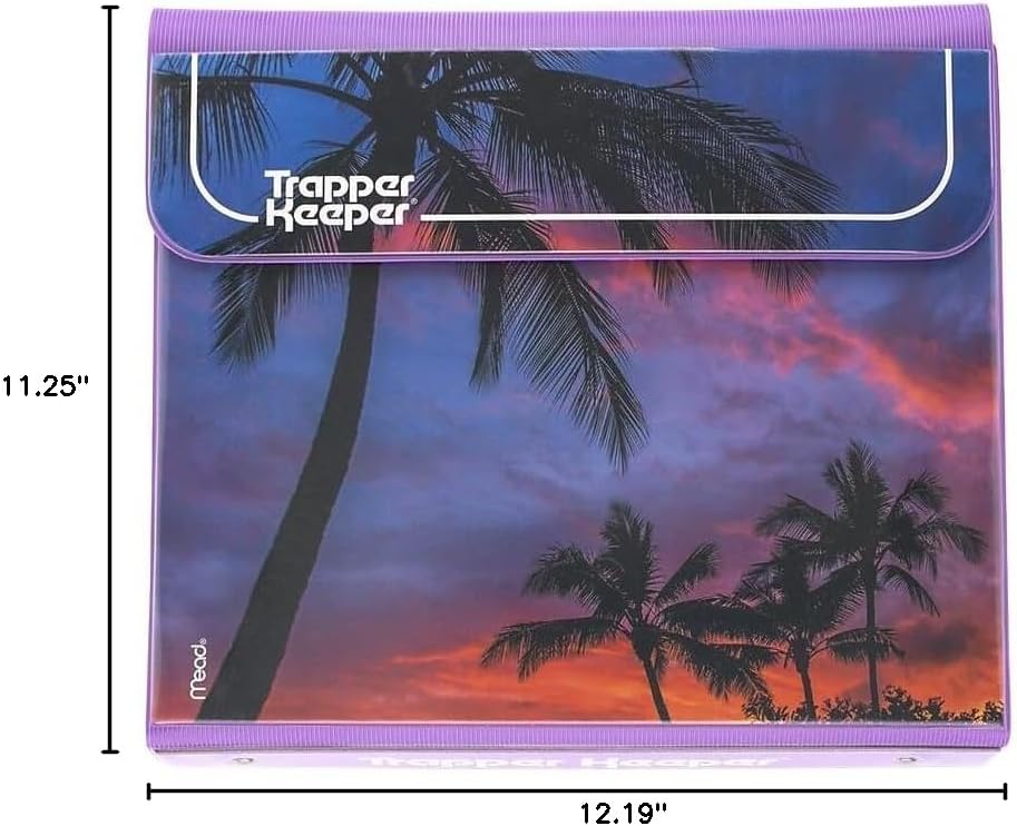 Mead Trapper Keeper Binder, Retro Design, 1 Inch Binder with Folders and Pockets, Holds 8-1/2" x 11" Paper, Palm Trees (260038FDE1-ECM)