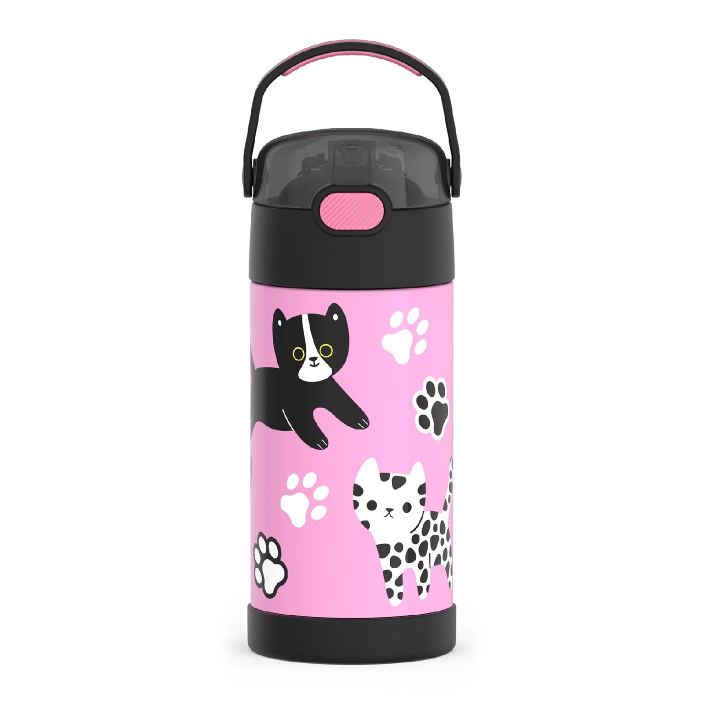 THERMOS FUNTAINER Water Bottle with Straw - 12 Ounce - Kids Stainless Steel Vacuum Insulated Water Bottle with Lid, Mod Flowers