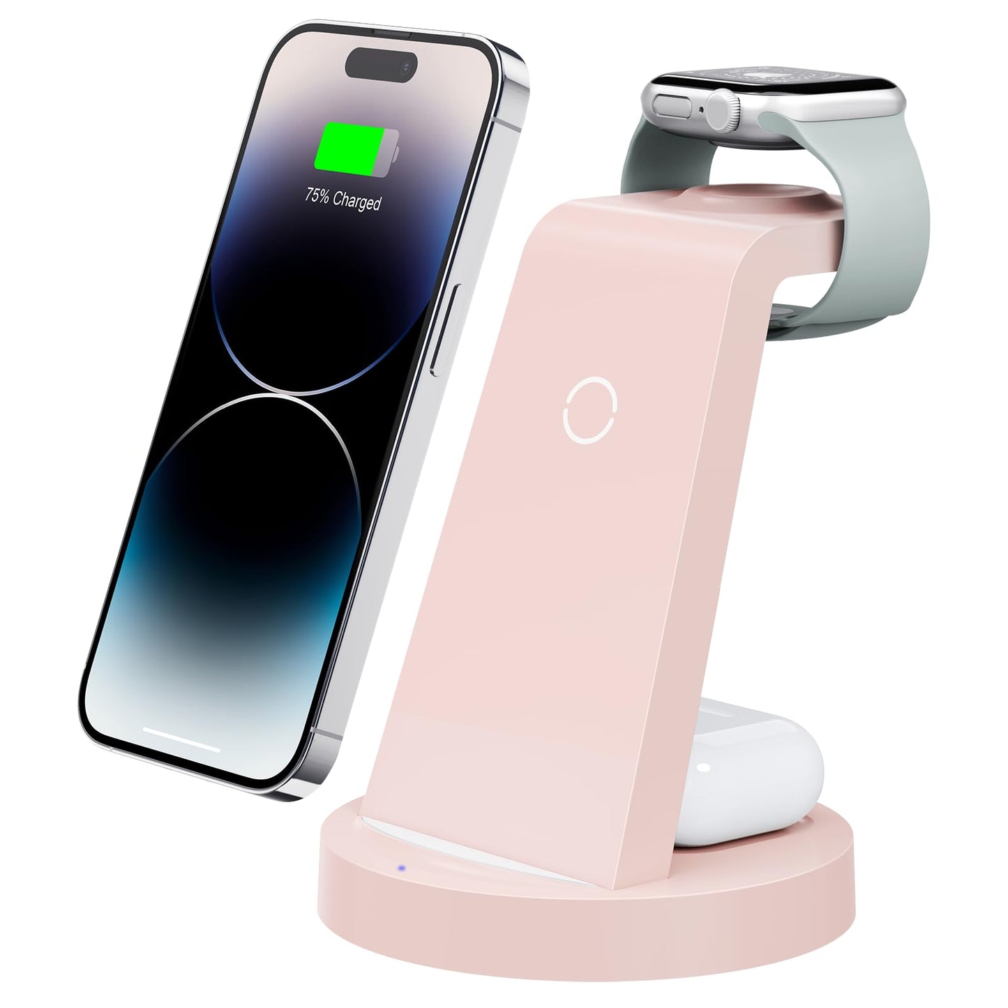 3 in 1 Charging Station for iPhone, Wireless Charger for iPhone 16e 16 15 14 13 12 11 X Pro Max & Apple Watch - Wireless Charging Station for AirPods 4 3 Pro