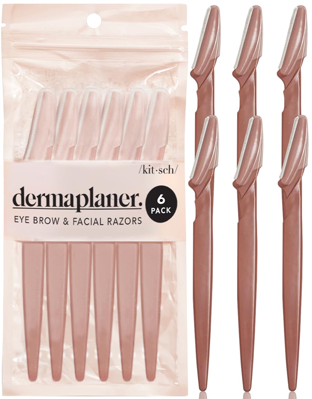 Kitsch Dermaplaning Tool - Face Razors for Women and Men, Eyebrow Trimmer and Face Shaver, Facial Hair Removal, Facial Razors for Women and Men, Dermaplane Razor - 12pc, Coral