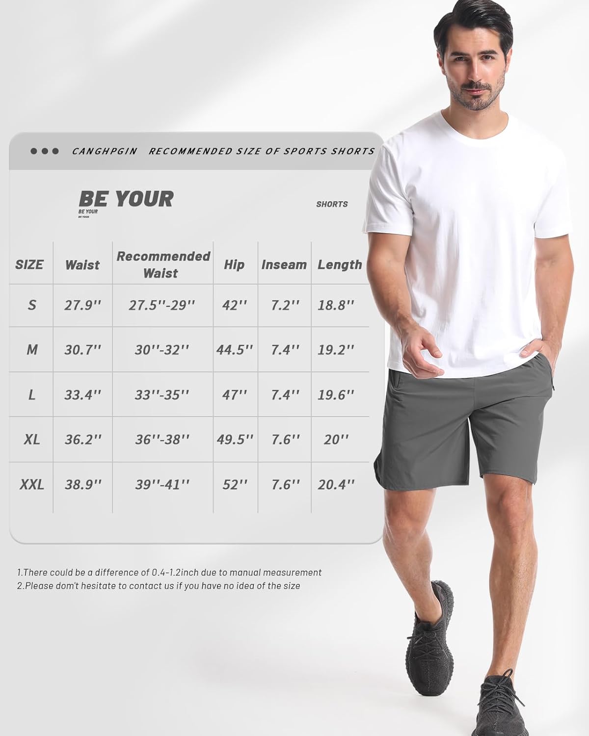 CANGHPGIN 2 Pack Mens Workout Athletic Shorts 7 inch Inseam Quick Dry Hiking Shorts Men Lightweight Sports Gym Shorts Running