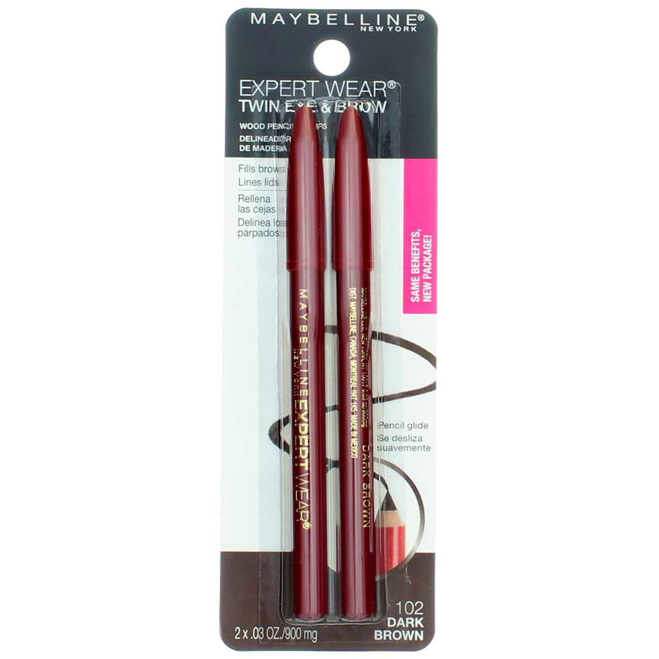 Maybelline New York Expert Wear Twin Brow & Eye Pencils Makeup, Velvet Black, 2 Count Twin (total 4 pencils ), 2 Count (Pack of 2)
