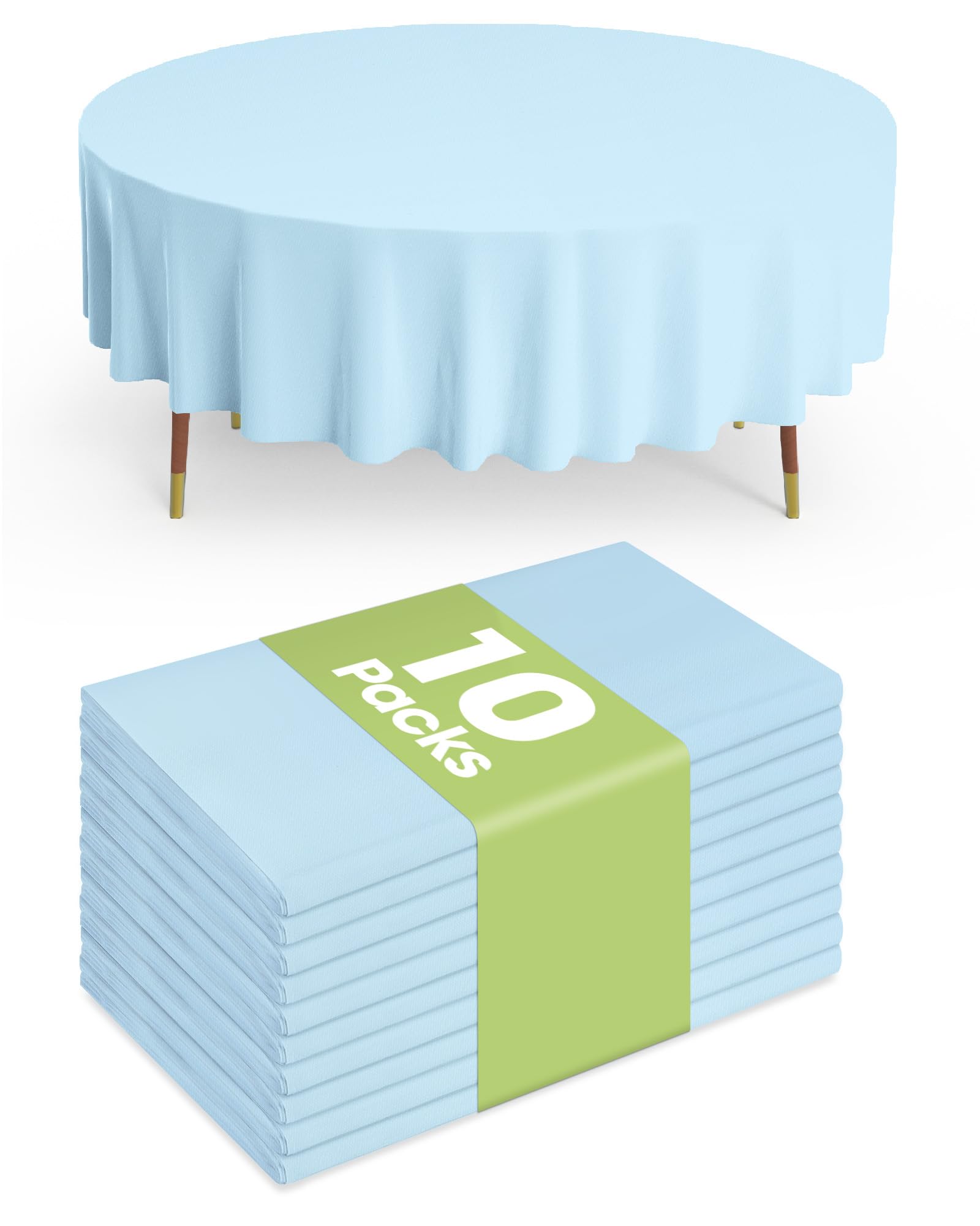 Pureegg Plastic Table Cloth Disposable 10 Pack, 54 x 108 Inch Table Cloths, Party, Picnic, Wedding, Decorative Tablecloths, Rectangle, White Plastic Cover, Leakproof & Sturdy, White