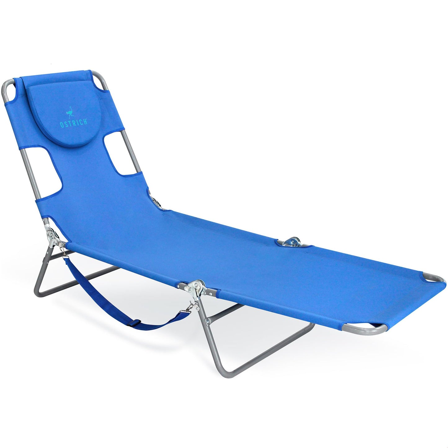 Ostrich Folding Beach Lounge Chair, Reclining Outdoor Chaise Lounger, Teal