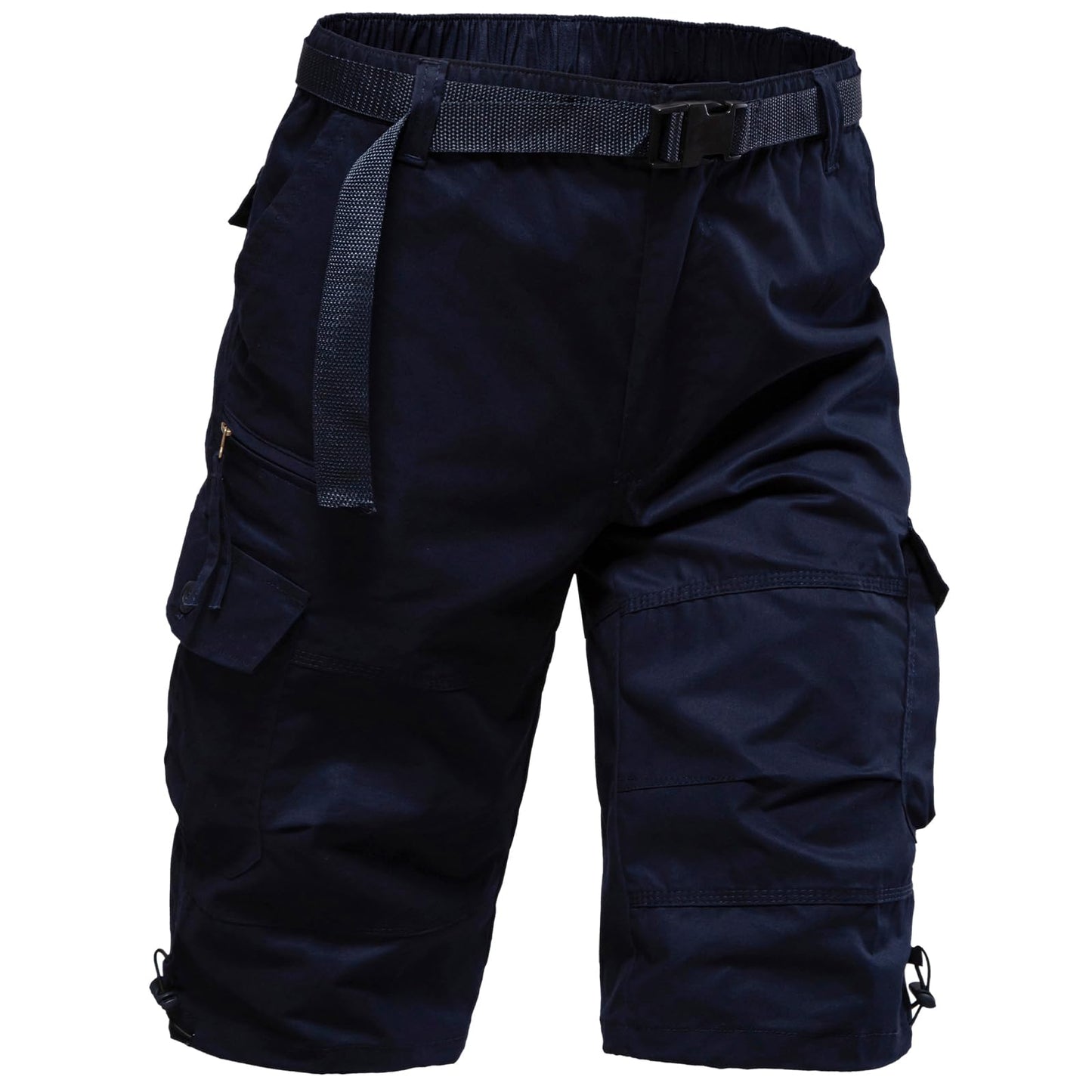 Mylldey Men's Cargo Shorts 3/4 Relaxed Fit Mens Running Shorts 7 Pockets Elastic Waist Cotton Hiking Shorts