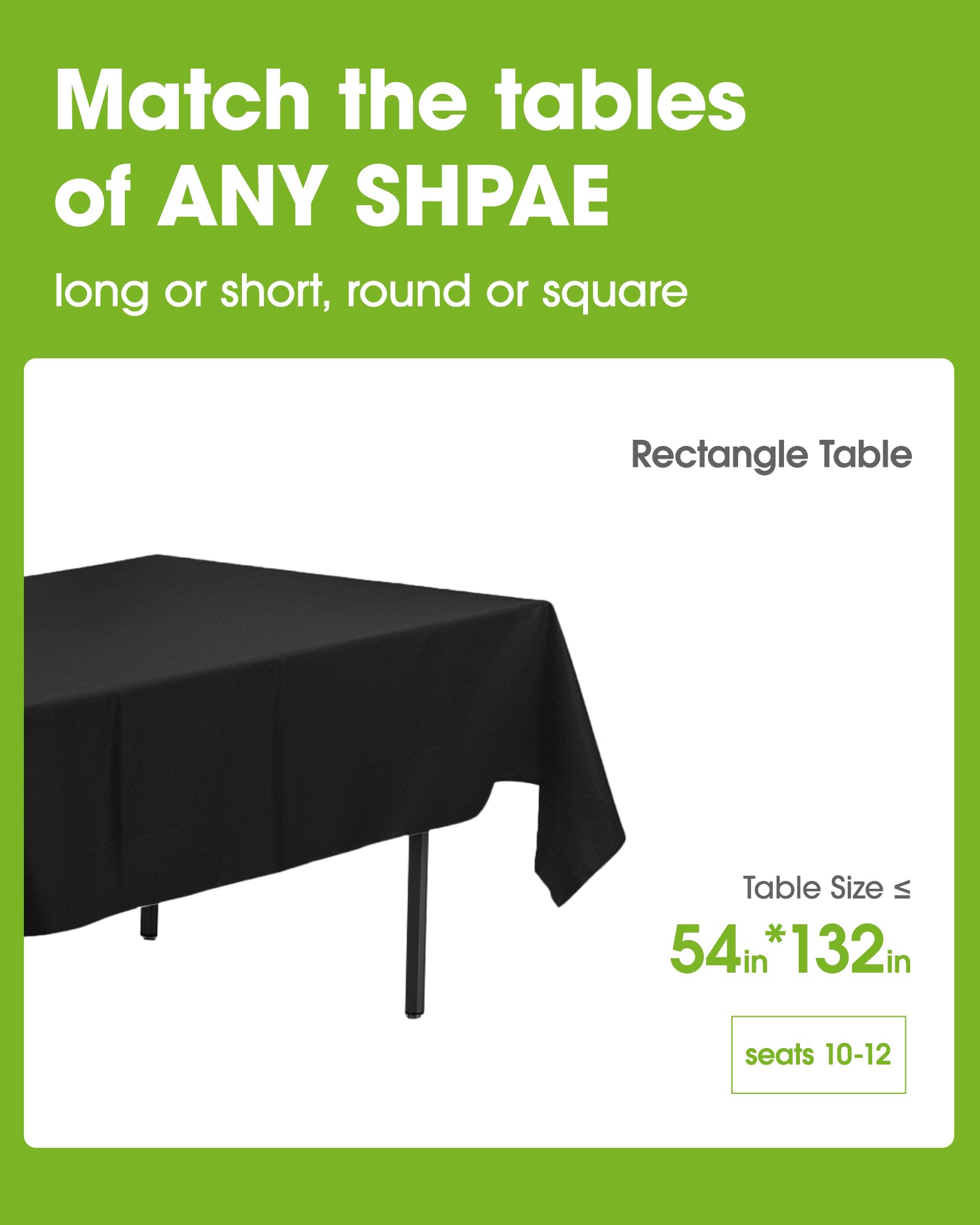 Pureegg Plastic Table Cloth Disposable 10 Pack, 54 x 108 Inch Table Cloths, Party, Picnic, Wedding, Decorative Tablecloths, Rectangle, White Plastic Cover, Leakproof & Sturdy, White