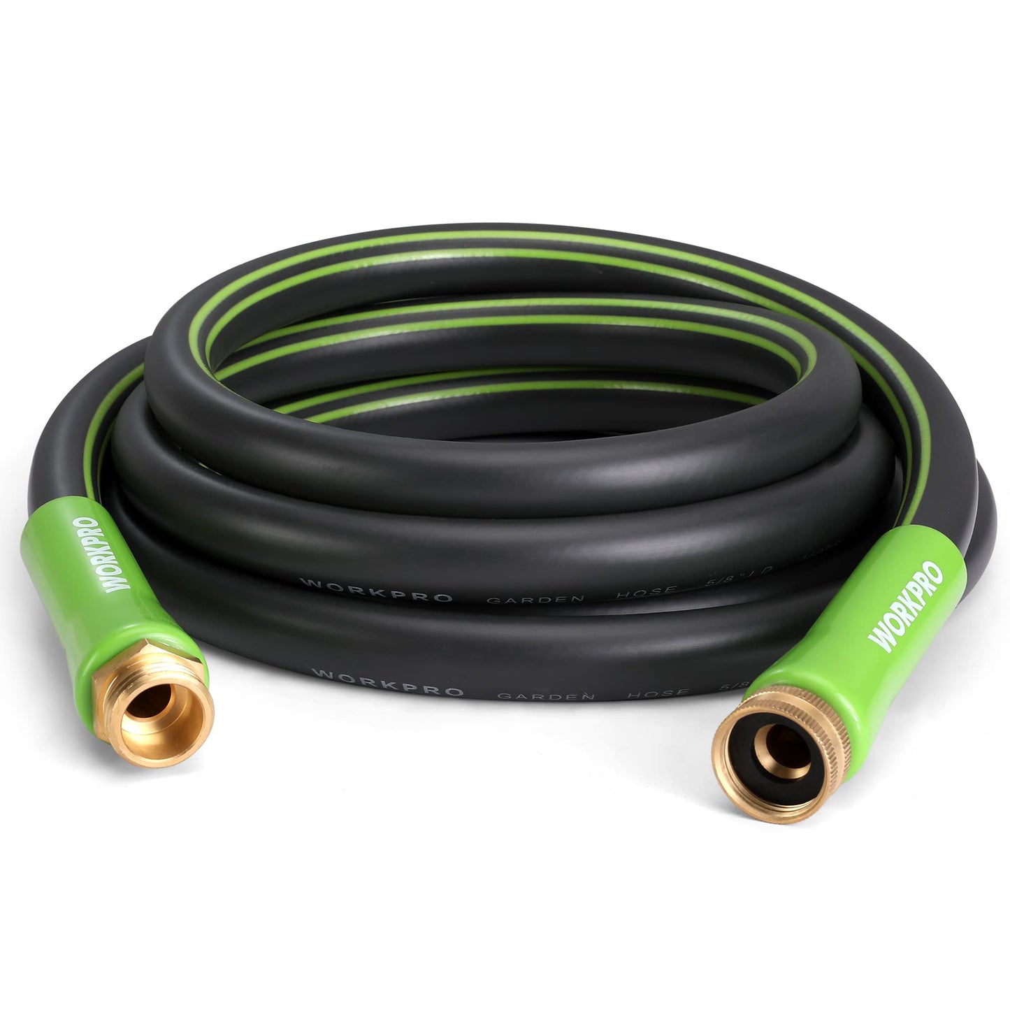 WORKPRO Hybrid Garden Hose 5/8 in.x 100ft, Water Hose Heavy Duty, Flexible, Lightweight Hybrid Rubber Hose with Rotary Handle, 3/4" Solid Brass Fittings, Outdoor Watering Hose for Lawn, Garden & Yard
