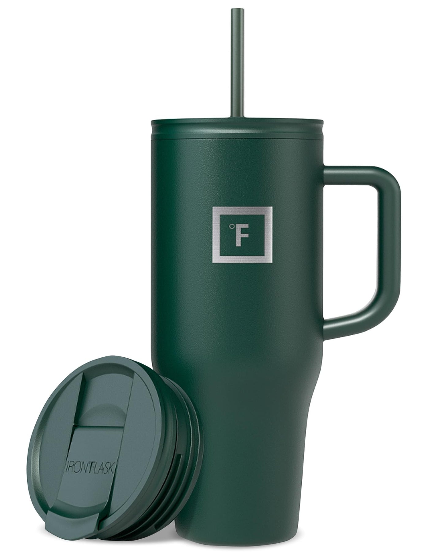 IRON °FLASK Co-Pilot Insulated Mug w/Straw & Flip Cap Lids - Cup Holder Bottle for Hot, Cold Drink - Leak-Proof - Water, Coffee Portable Travel Mug - Aurora, 40 Oz