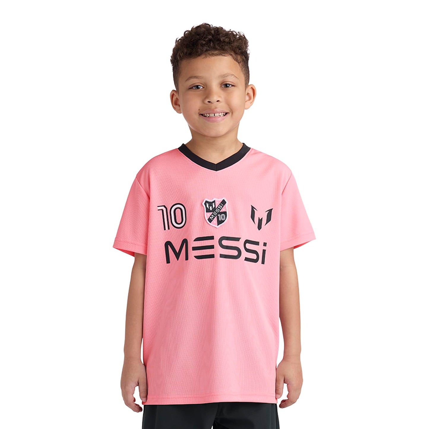 Boys' Lifestyle Short Sleeve Top, Loose-fit V-Neck Shirt with Logo, Comfortable