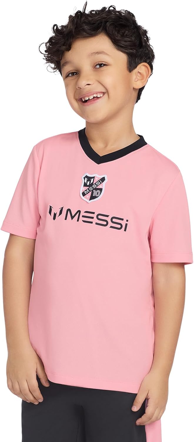 Boys' Lifestyle Short Sleeve Top, Loose-fit V-Neck Shirt with Logo, Comfortable