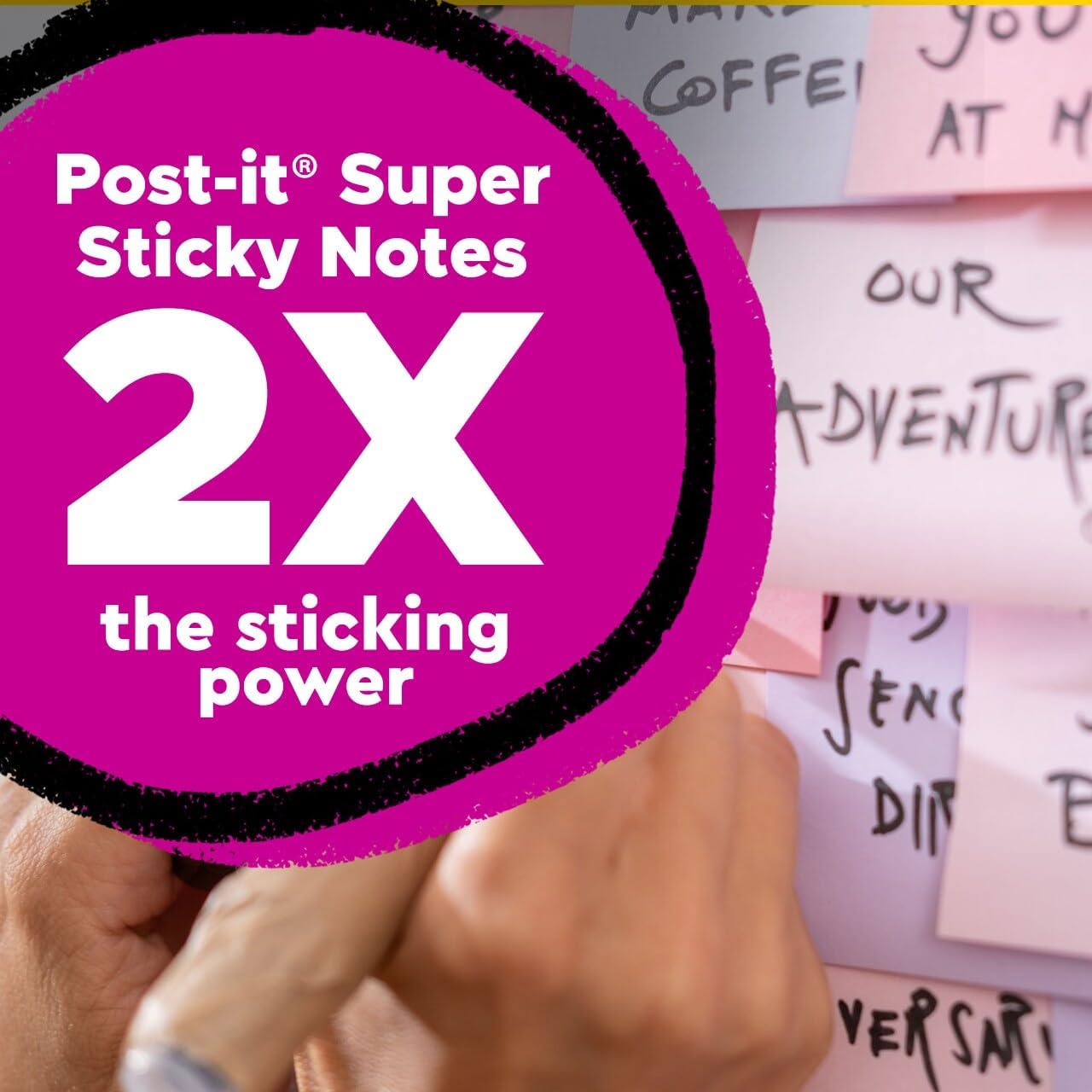 Post-it 100% Recycled Paper Super Sticky Notes, 2X The Sticking Power, 3x3 in, 5 Pads, 70 Sheets/Pad, Wanderlust Pastels Collection (654R-5SSNRP)