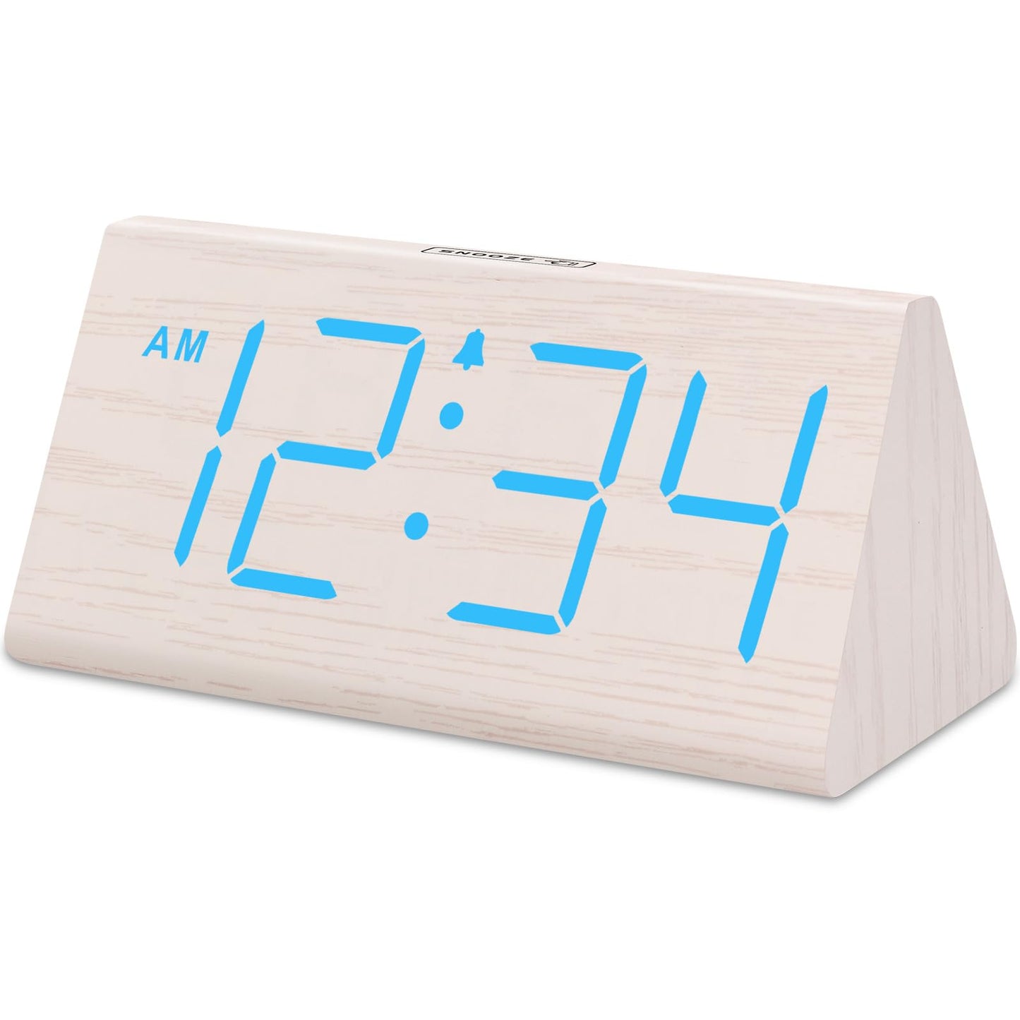 DreamSky Wooden Digital Alarm Clocks for Bedrooms - Electric Desk Clock with Large Numbers, USB Port, Battery Backup Alarm, Adjustable Volume, Dimmer, Snooze, DST, 12/24H, Wood Décor (White)