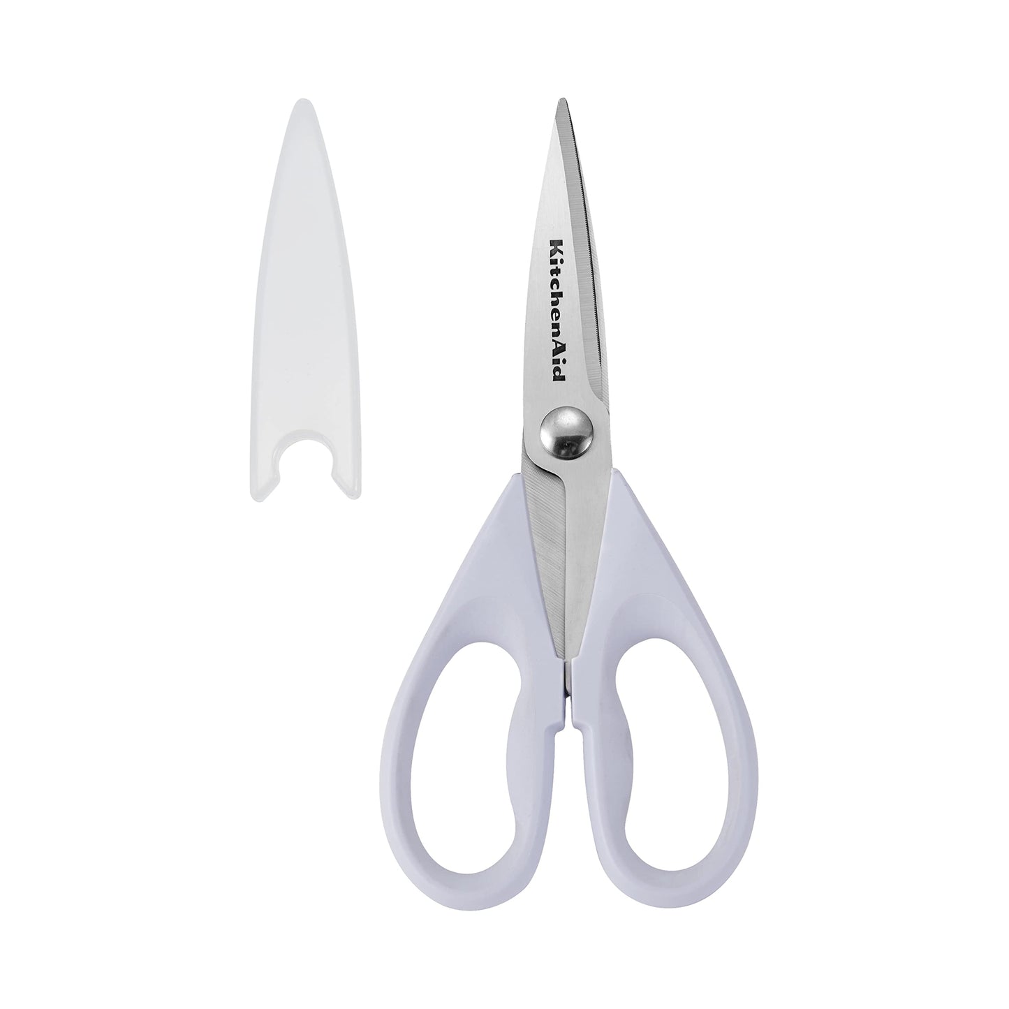 KitchenAid All Purpose Kitchen Shears with Protective Sheath Durable Stainless Steel Scissors, Dishwasher Safe, Soft Grip Comfort Handle, 8.72 Inch, Black