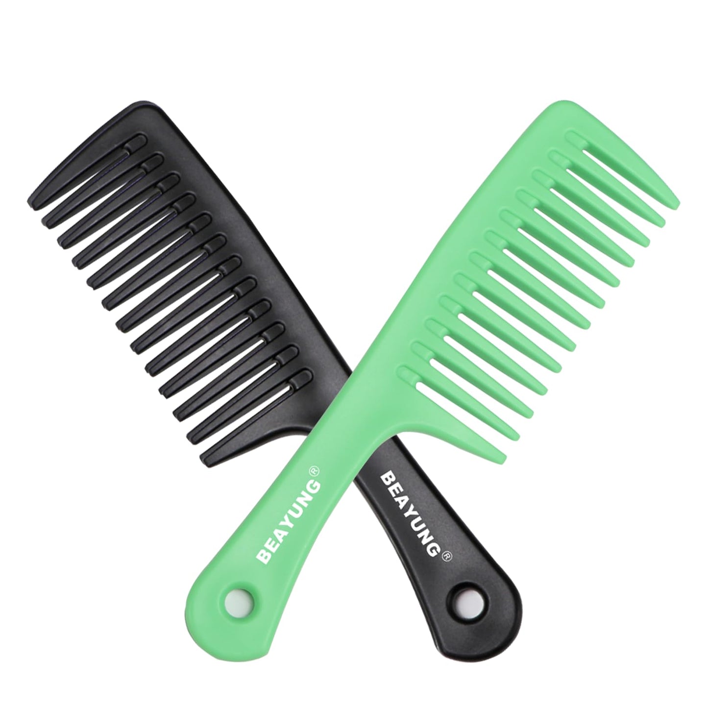 2PCS Large Wide Tooth Comb, Shower Combs, Hair comb for wet curly hair, Durable Hair Brush for Best Styling and Professional Hair Care(2Black)