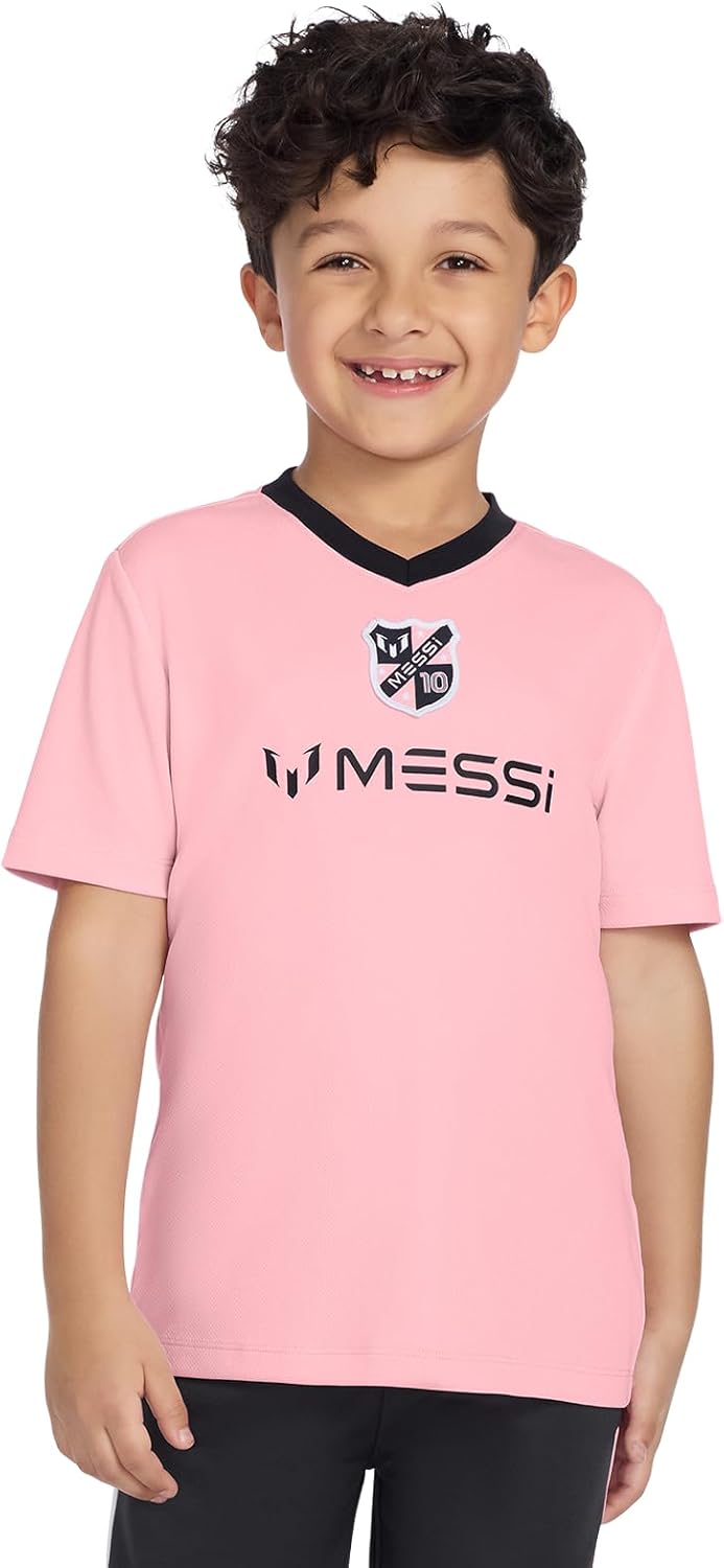 Boys' Lifestyle Short Sleeve Top, Loose-fit V-Neck Shirt with Logo, Comfortable