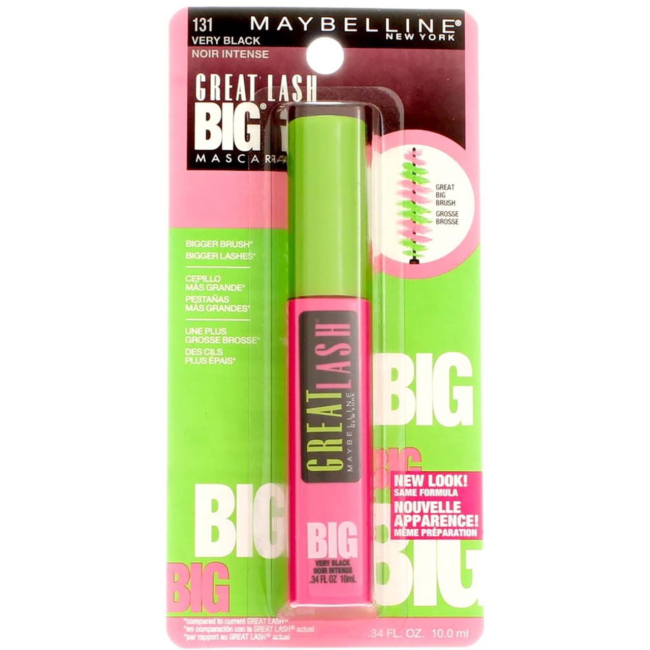 Maybelline Great Lash Washable Mascara Makeup, Volumizing Lash-Doubling Formula That Conditions As It Thickens, Blackest Black, 1 Count