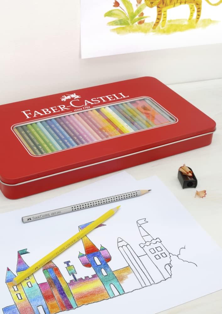 Faber-Castell Classic Colored Pencils Tin Set, 48 Vibrant Colors In Sturdy Metal Case