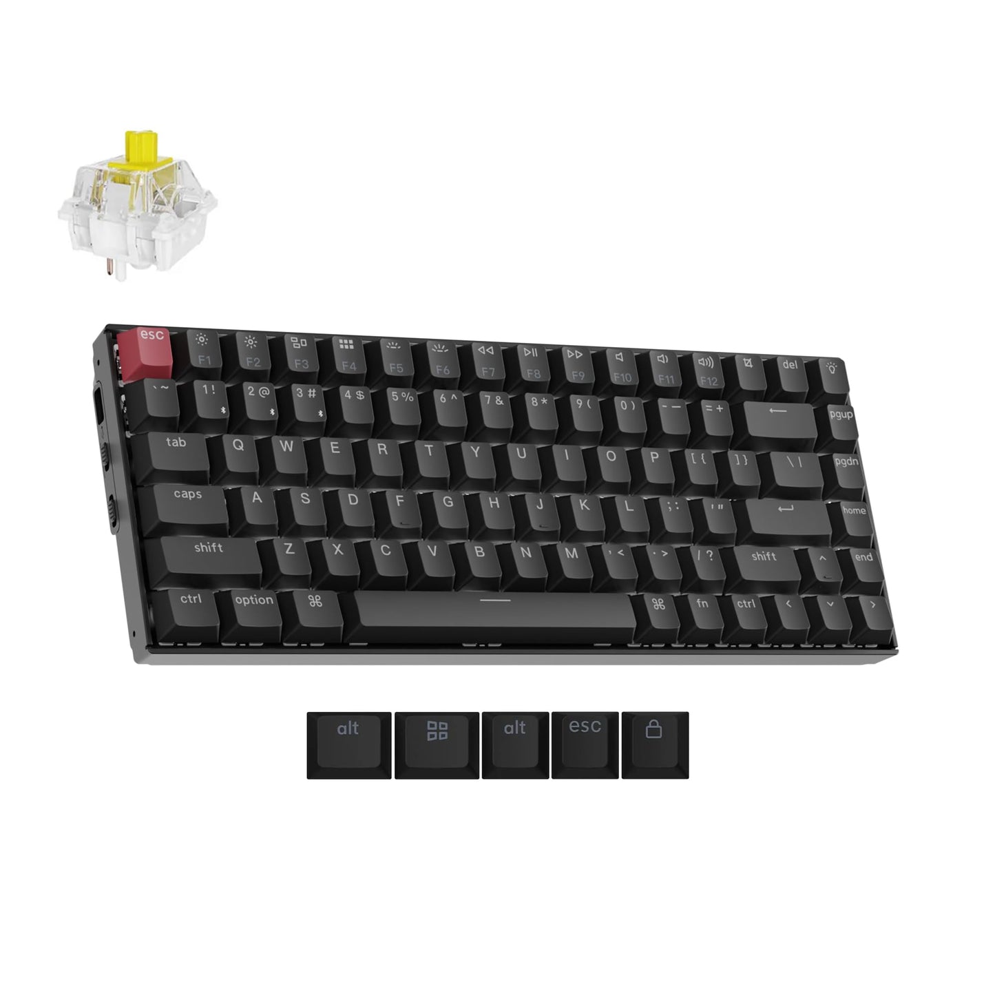 Keychron K2 75% Layout Bluetooth Wireless Mechanical Gaming Keyboard with Gateron G Pro Brown Switch/White LED Backlit/USB C/Anti Ghosting/N-Key Rollover, 84 Keys, for Mac Windows-Version 2