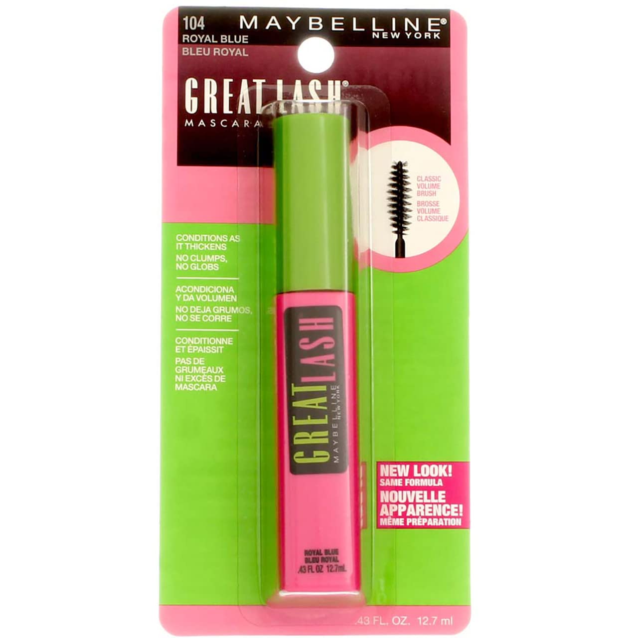 Maybelline Great Lash Washable Mascara Makeup, Volumizing Lash-Doubling Formula That Conditions As It Thickens, Blackest Black, 1 Count