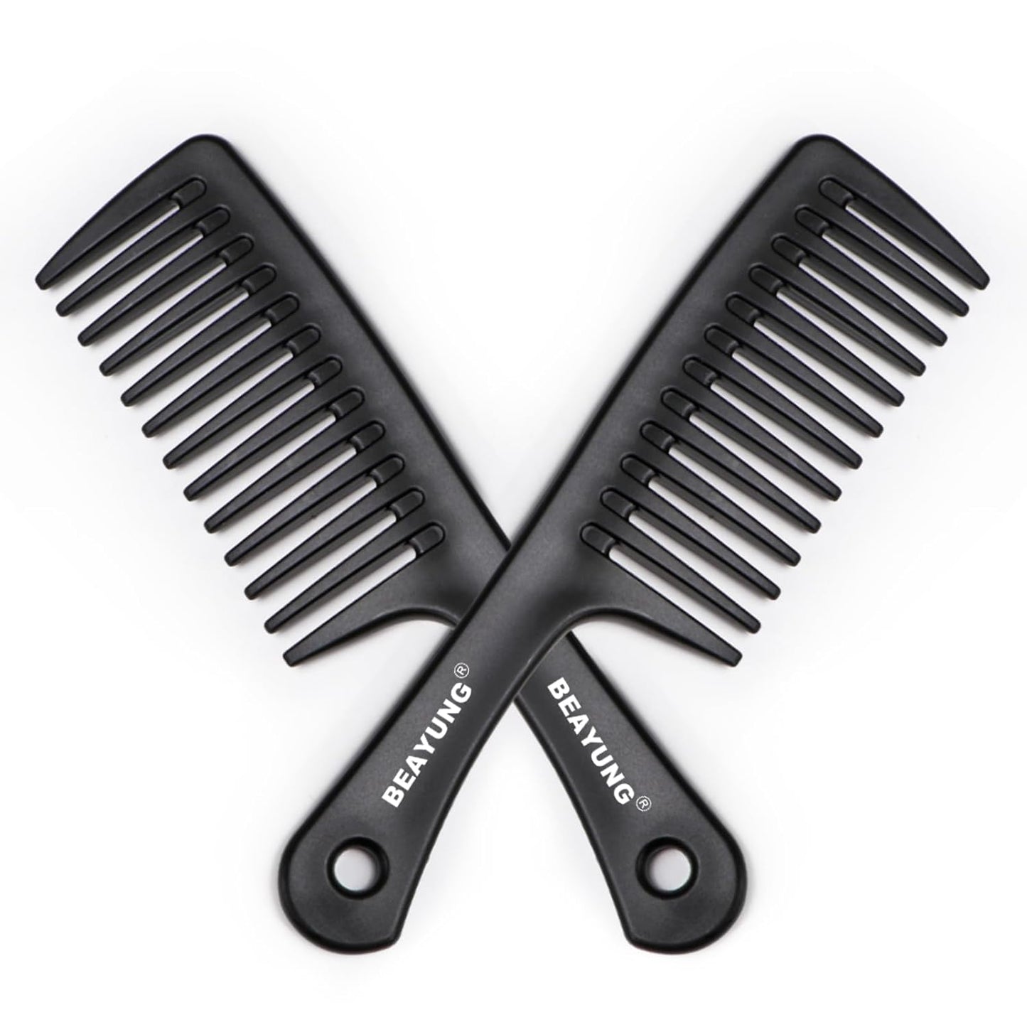 2PCS Large Wide Tooth Comb, Shower Combs, Hair comb for wet curly hair, Durable Hair Brush for Best Styling and Professional Hair Care(2Black)