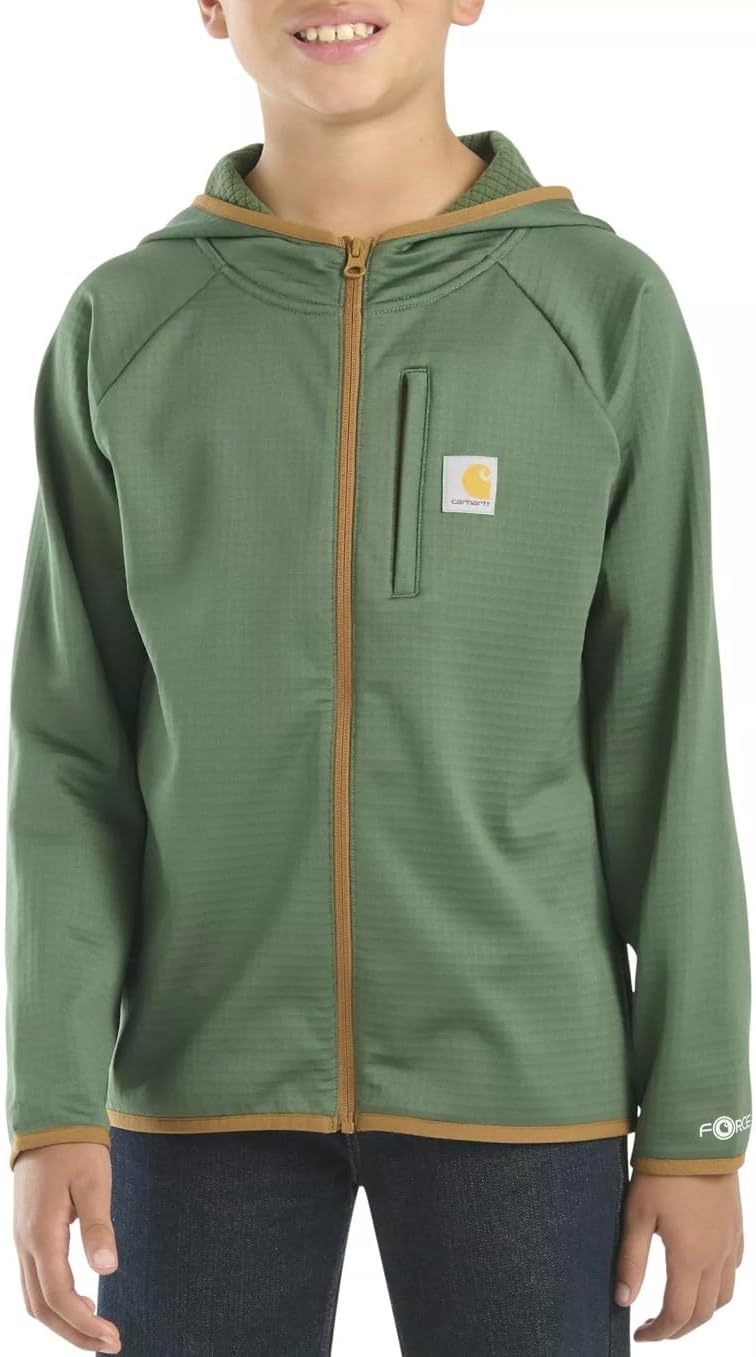 Carhartt Kid's CA8586 Force® Long-Sleeve Full Zip Sweatshirt - Youth Big Boys Large (14/16), Cilantro Green