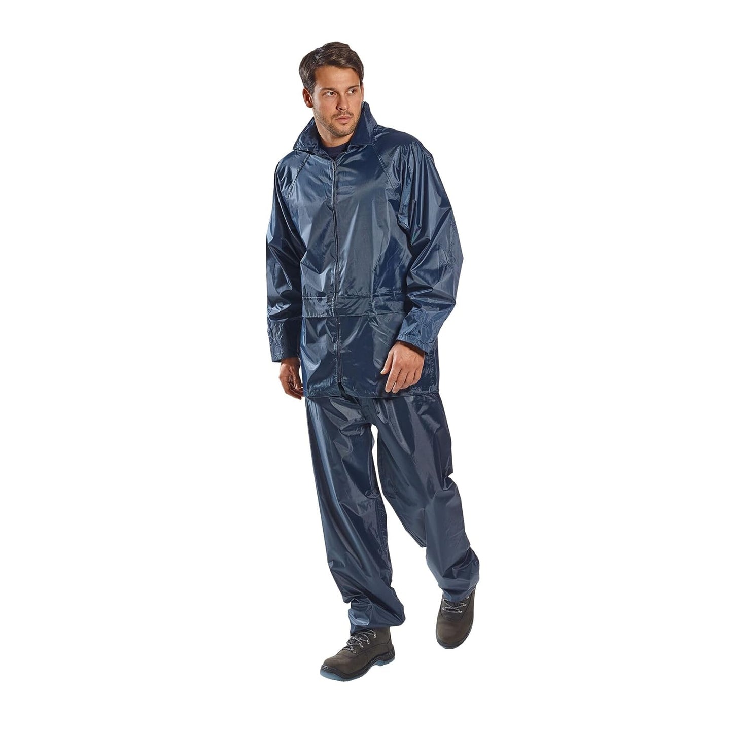 Portwest Classic Rain Jacket Waterproof Work Wear Coat Multi Pockets Outdoor Durable, Navy, X Large