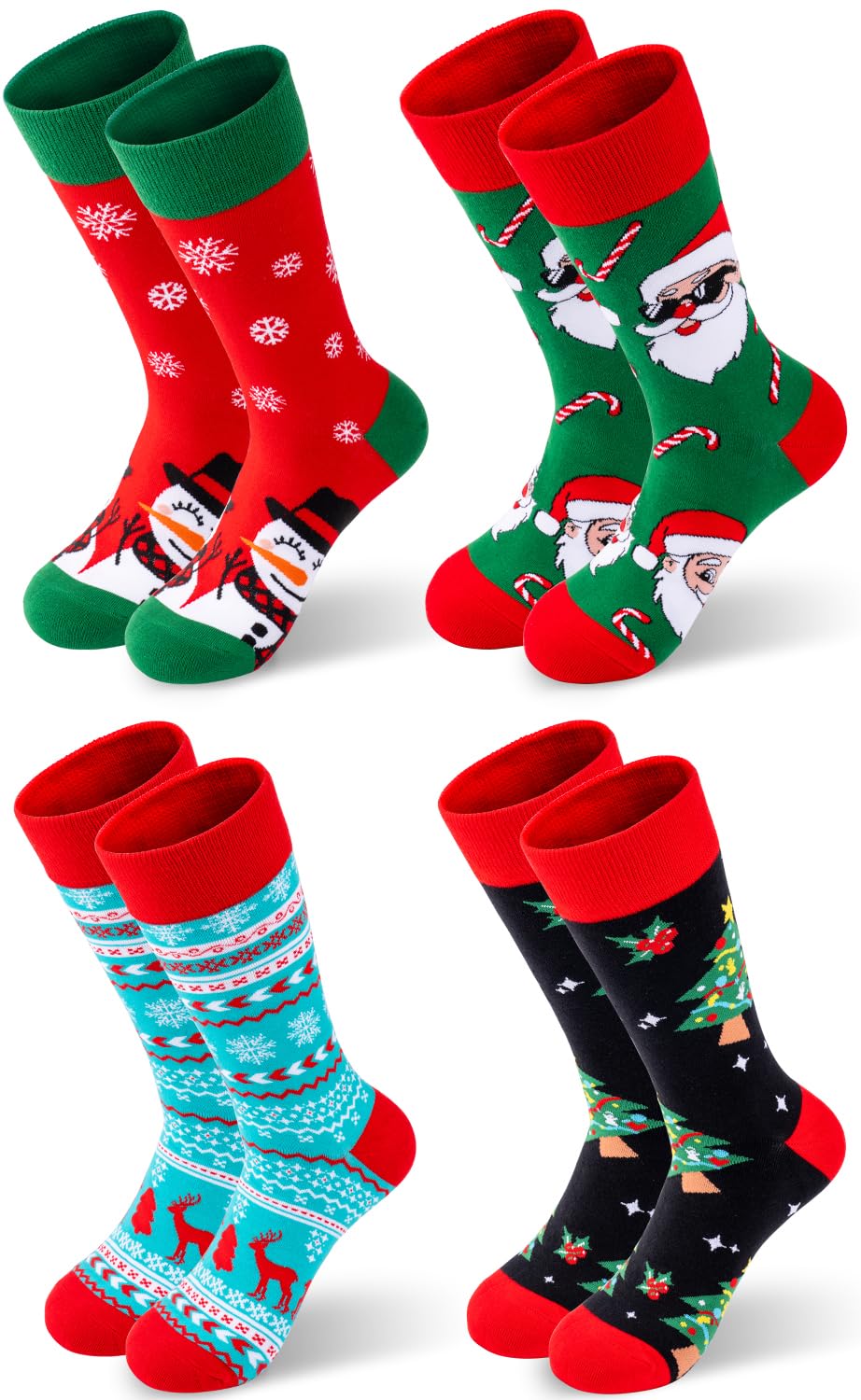 Mens Funny Patterned Christmas Socks for Adults Cute Fun Novelty Cotton Socks for Men
